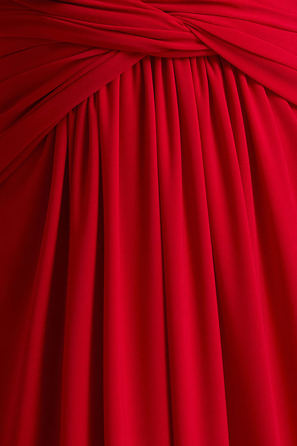Estrella | Red High-Neck Maxi Dress With Ruched Detailing