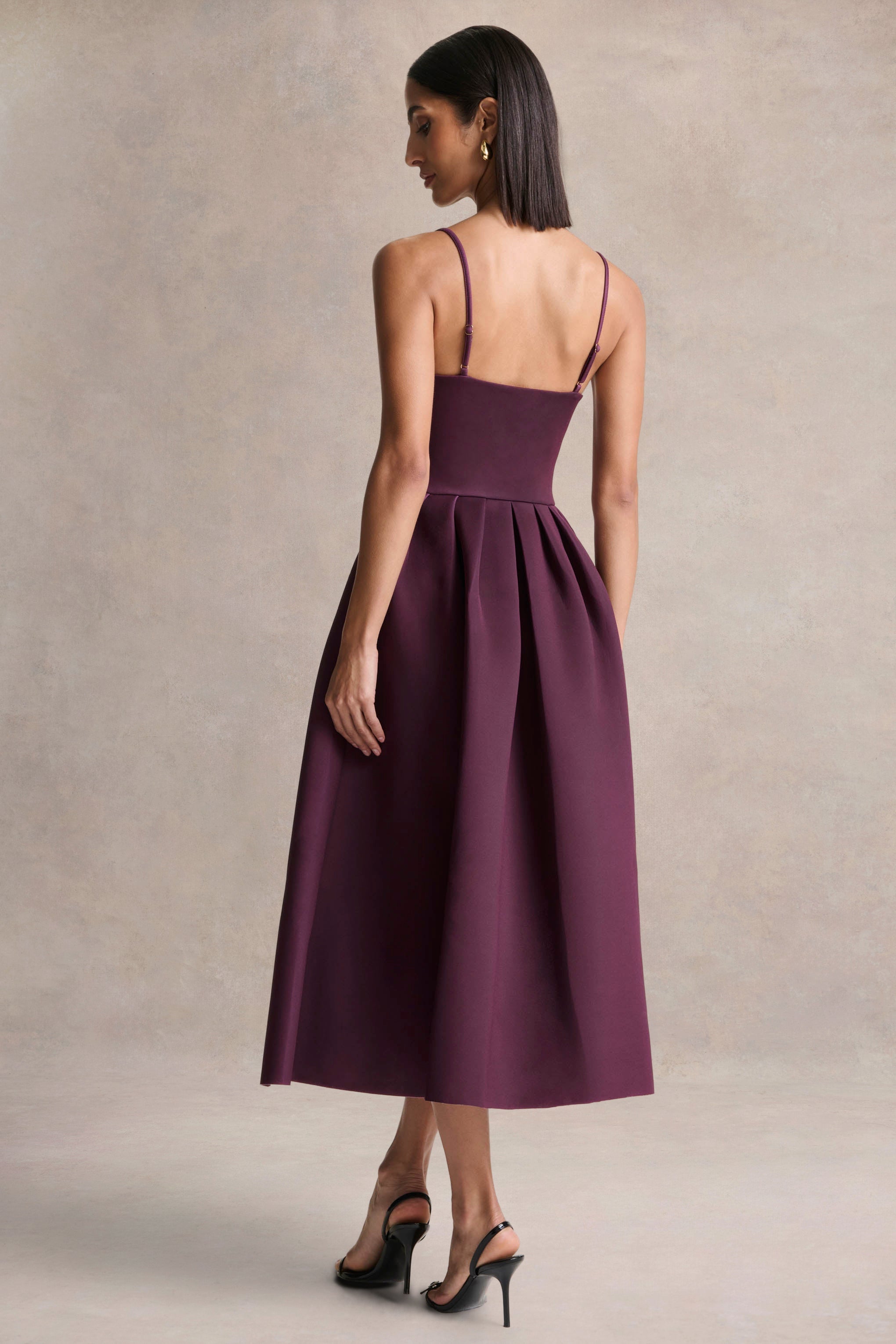 Jamila | Plum Scoop-Neck Midi Dress