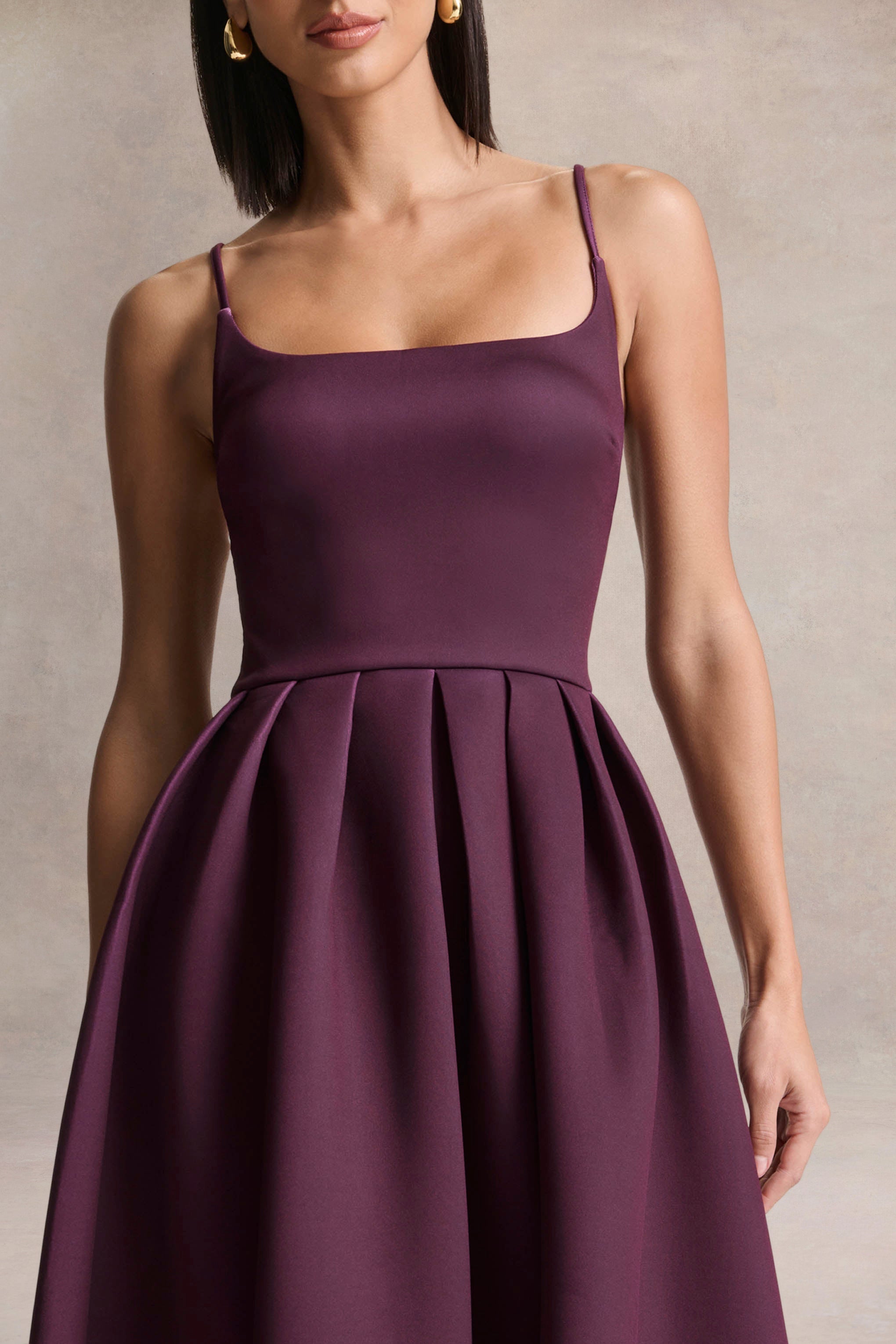 Jamila | Plum Scoop-Neck Midi Dress