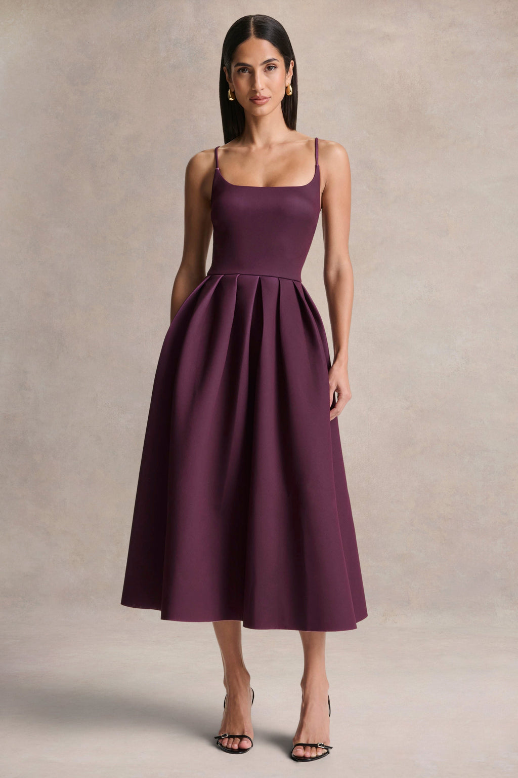 Jamila | Plum Scoop-Neck Midi Dress