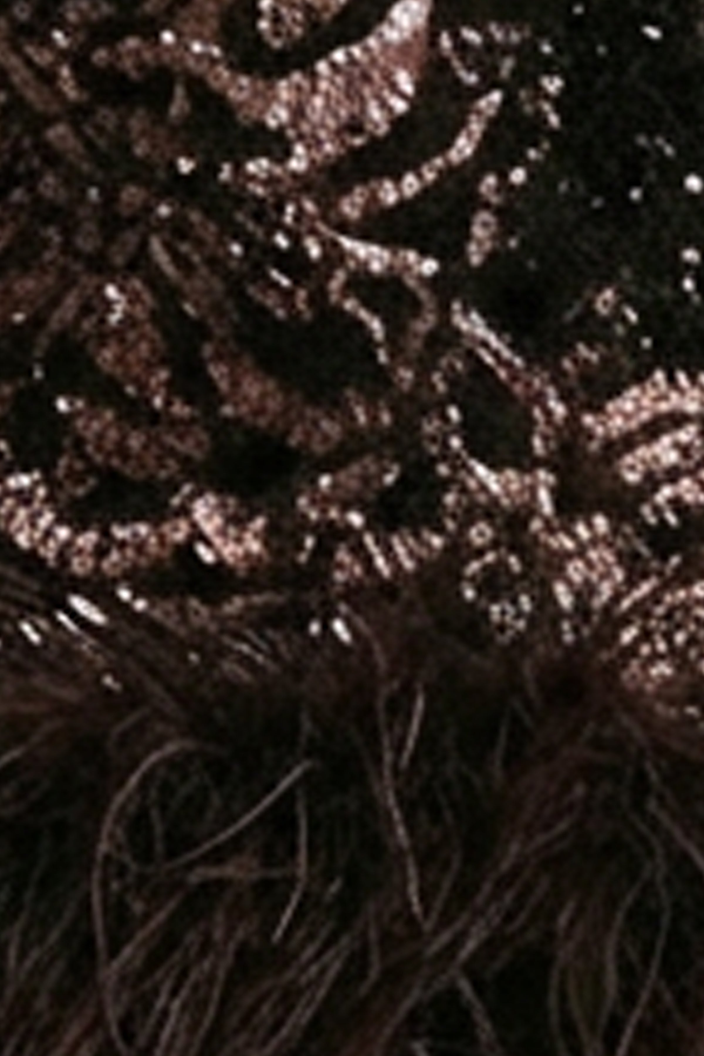 Stardust | Brown Sequined Velvet Crew-Neck Mini Dress With Feather Trim