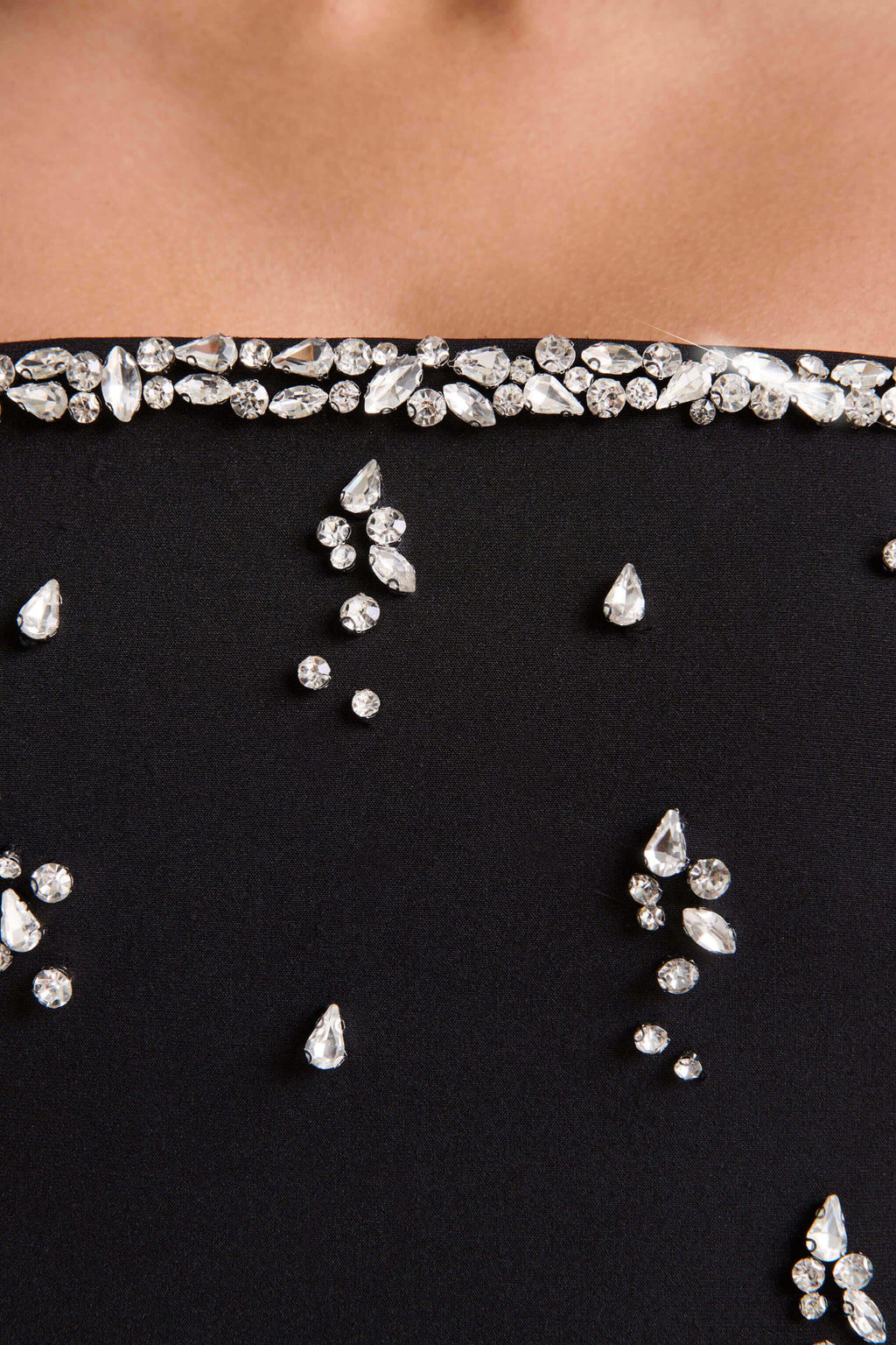 Rominia | Black Bandeau Hand-Embellished Maxi Dress