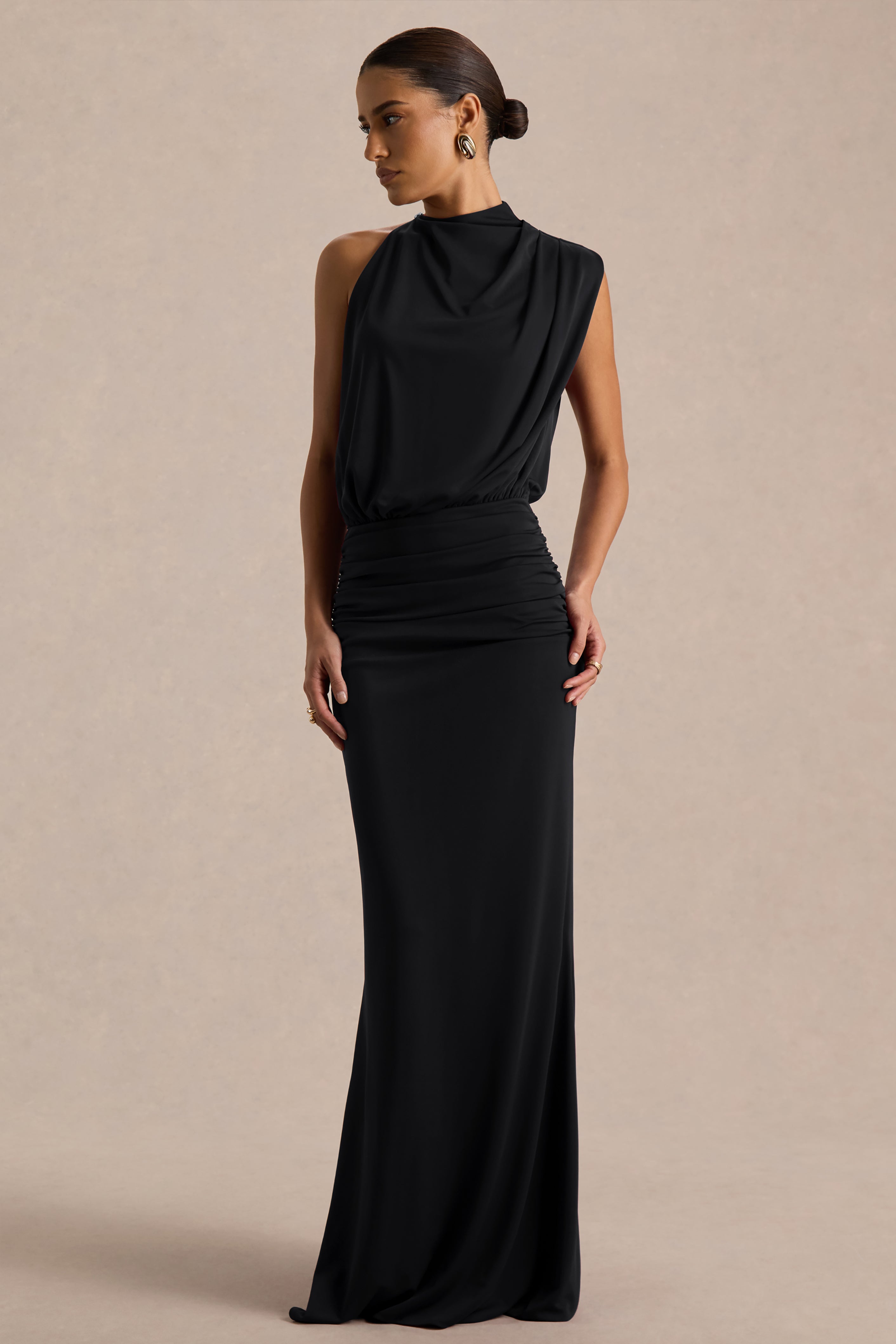 Umaira | Black High-Neck Maxi Dress