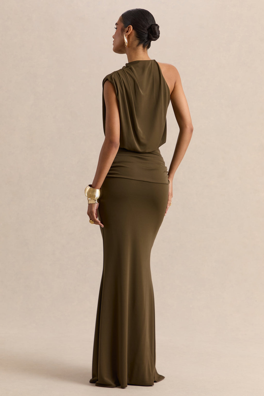 Umaira | Khaki High-Neck Maxi Dress