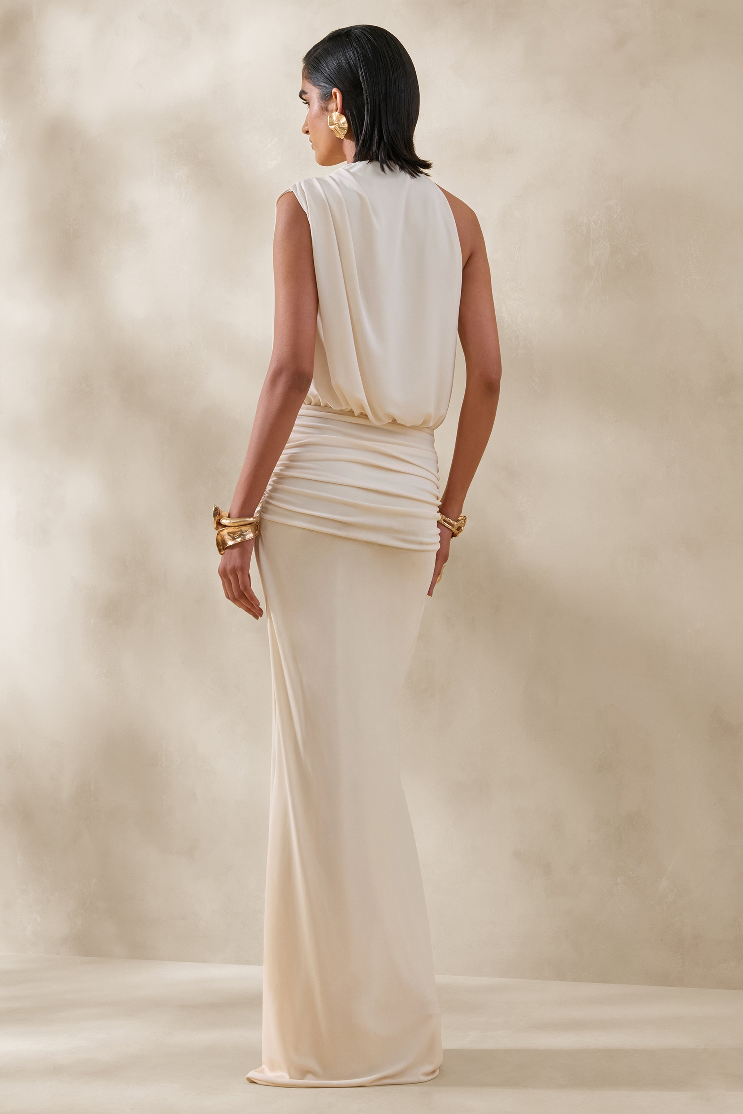 Umaira | Cream High-Neck Maxi Dress