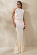 Umaira | Cream High-Neck Maxi Dress