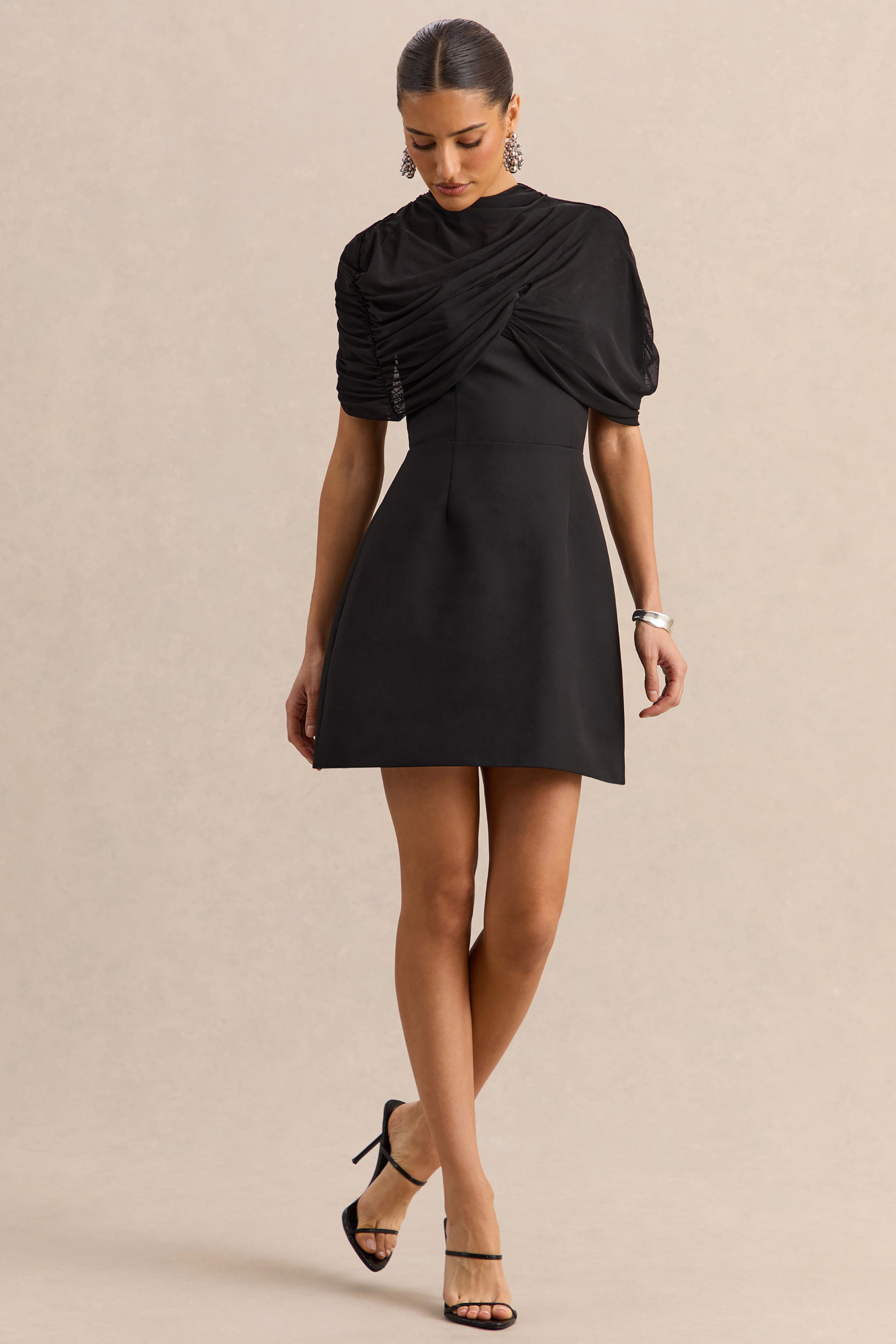 Veda | Black Square-Neck Mini Dress