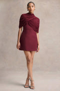 Veda | Burgundy Square-Neck Mini Dress