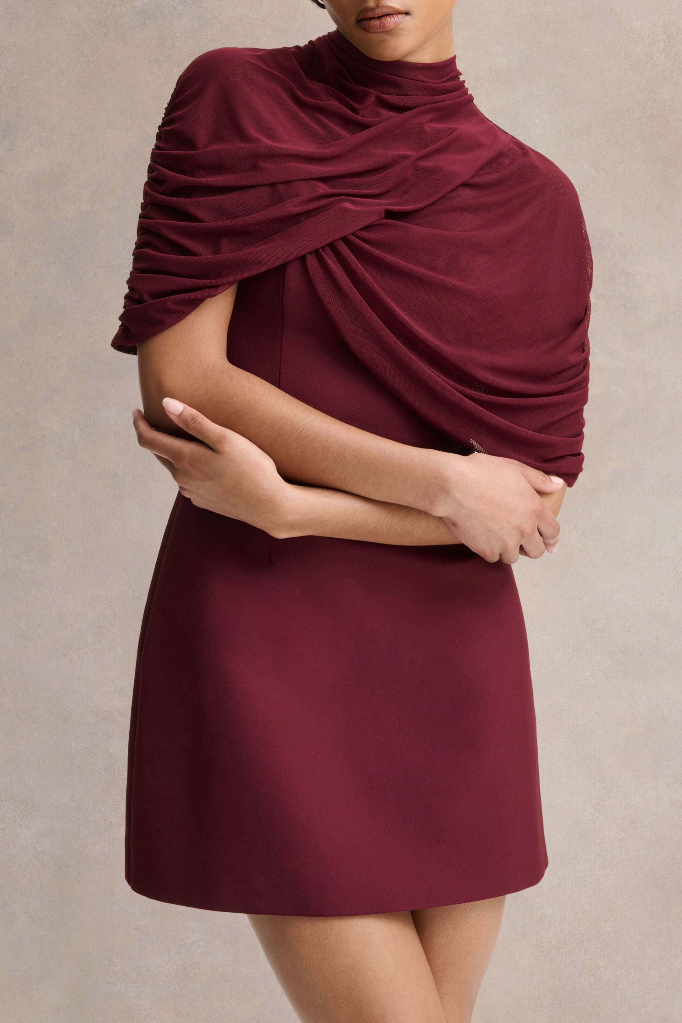 Veda | Burgundy Square-Neck Mini Dress