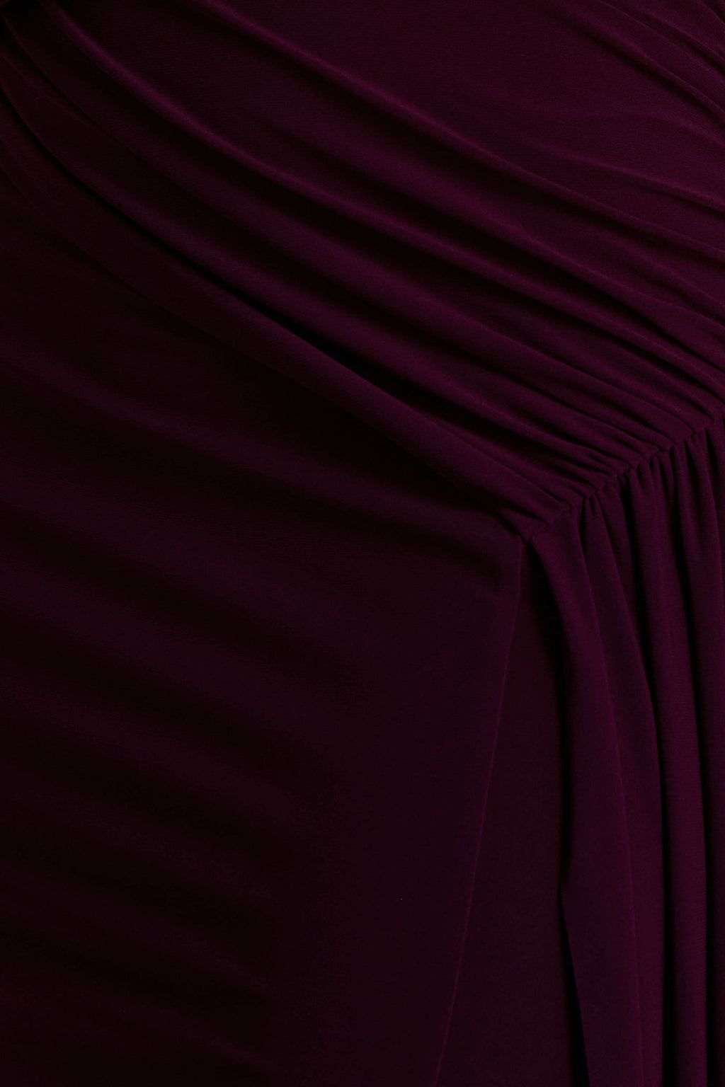 Aurelia | Dark Plum High-Neck Wrapped Maxi Dress With One-Cape Sleeve