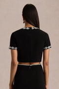 Salma | Black Hand-Embellished Top