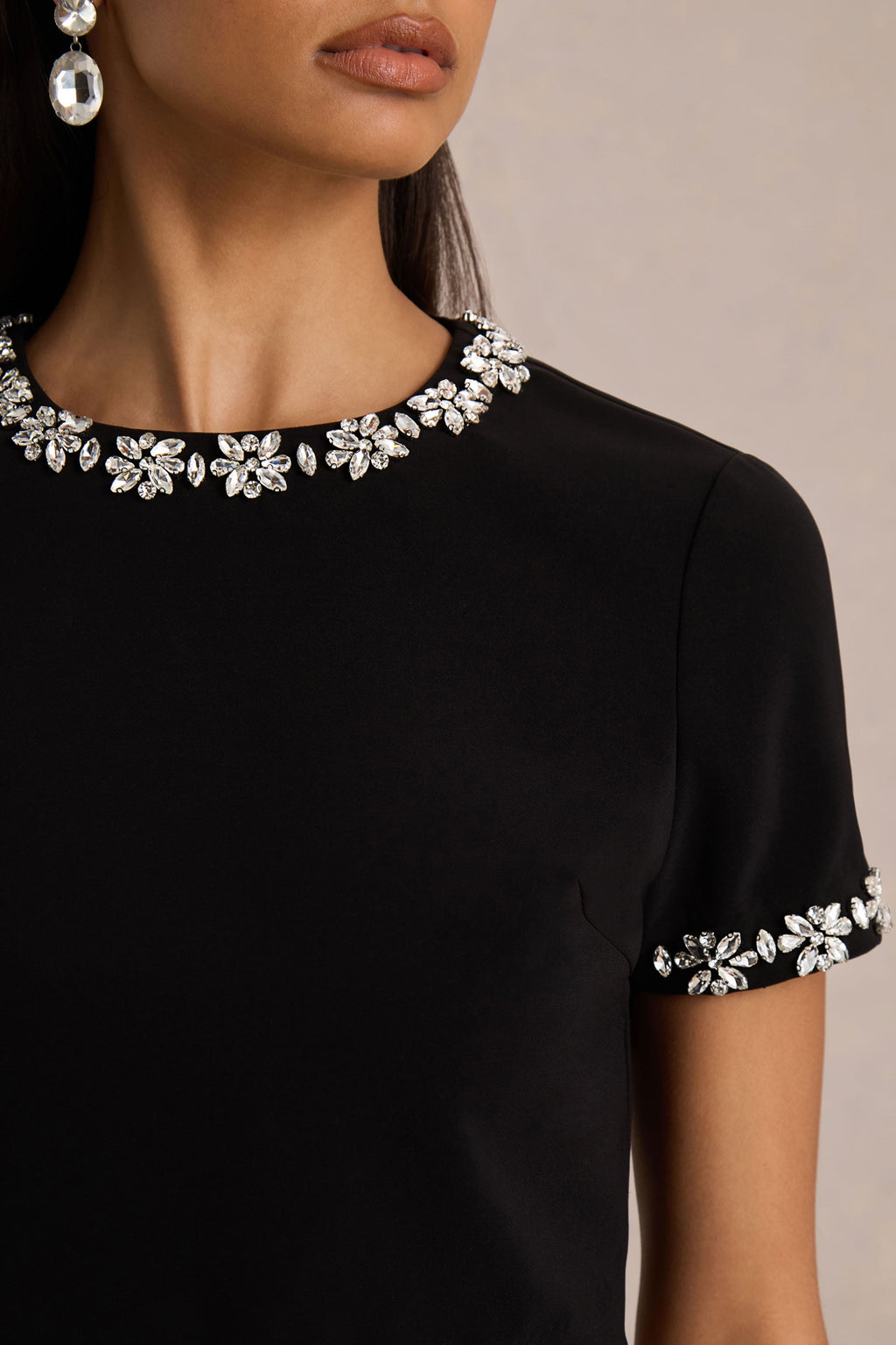 Salma | Black Hand-Embellished Top