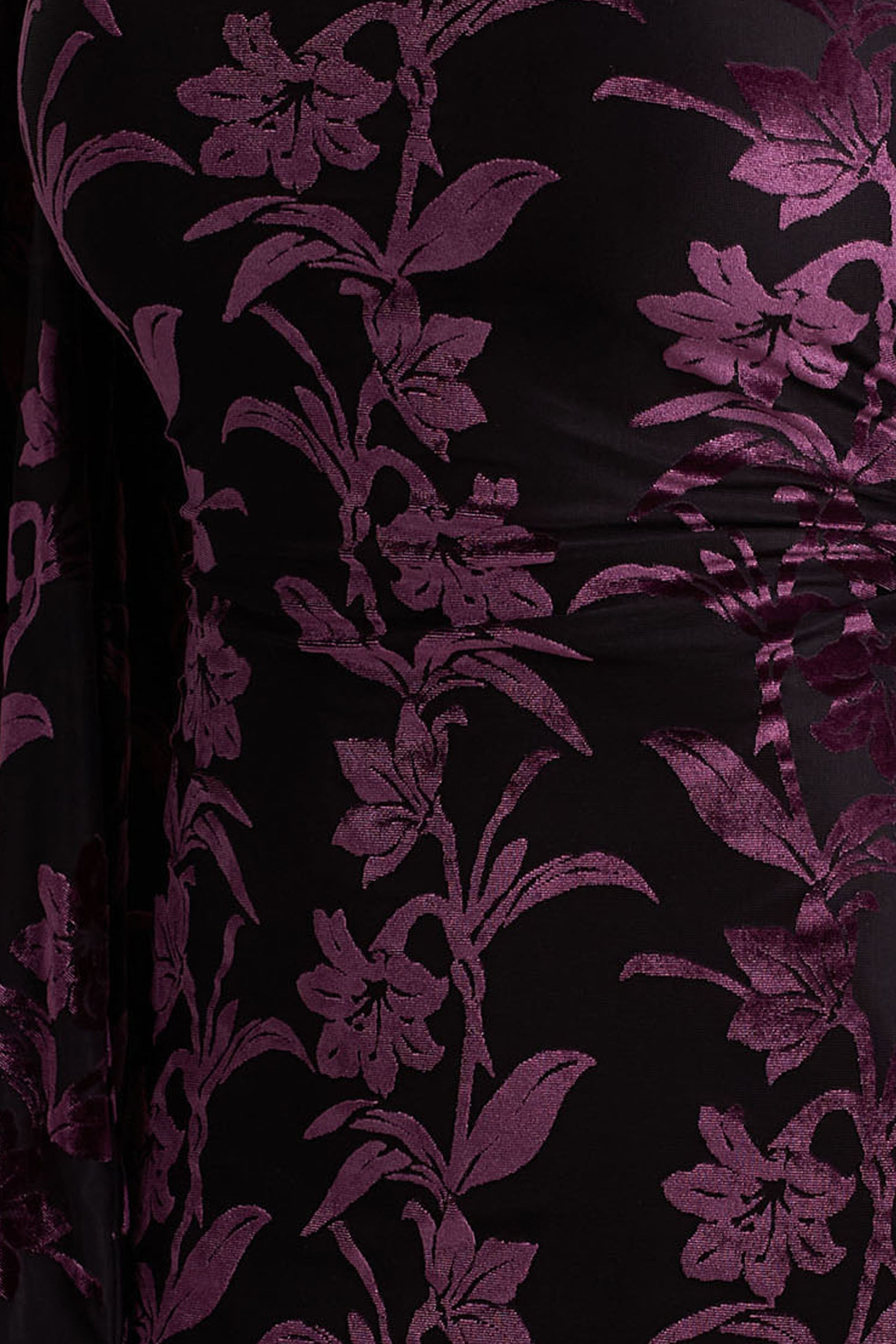 Janet | Black And Purple Devore High-Neck Maxi Dress With Cut-Out Details