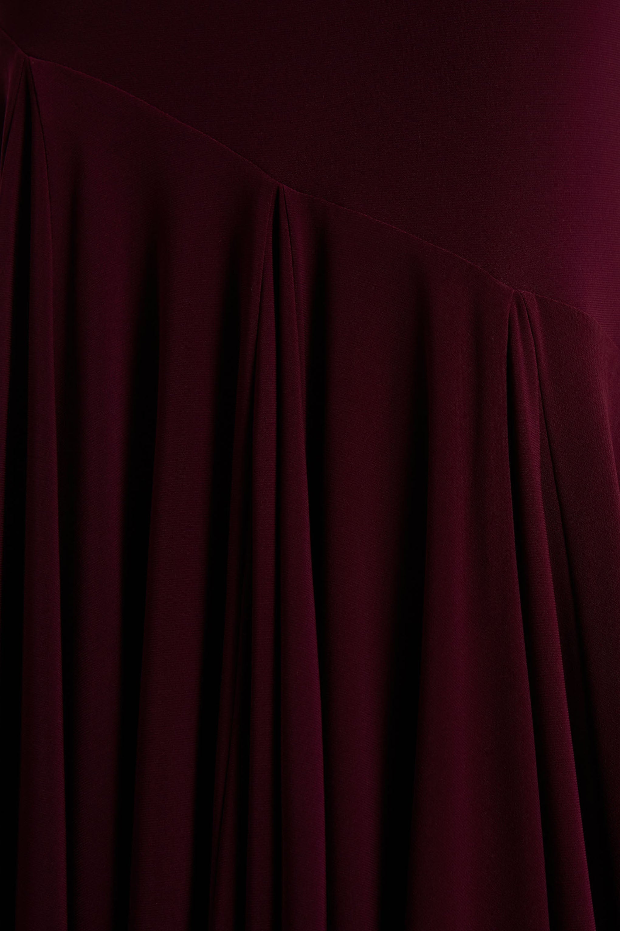 Zya | Dark Plum Asymmetric-Neck Fishtail Maxi Dress