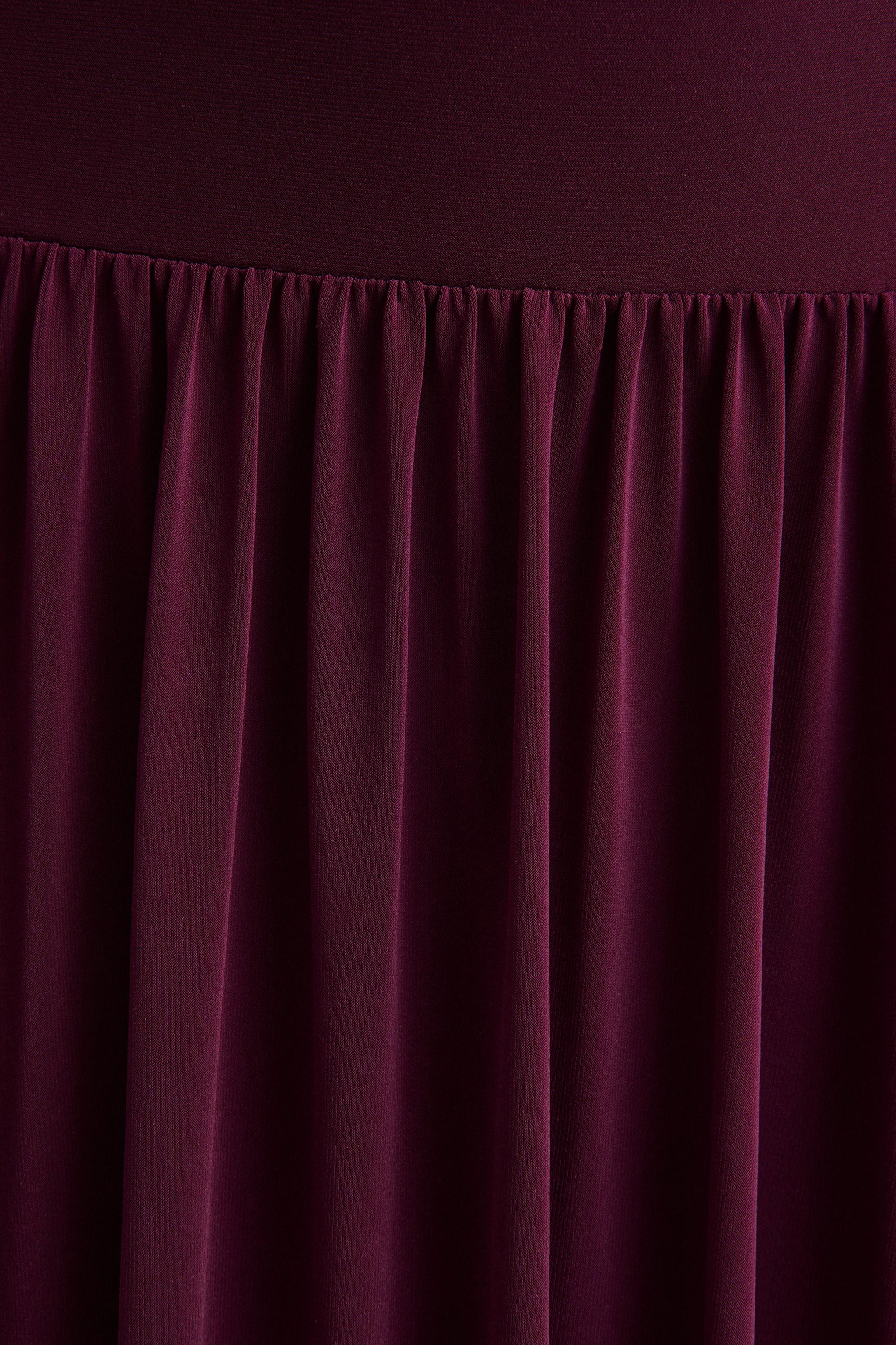 Freesia | Plum Asymmetric-Neck Maxi Dress With Scarf-Detail