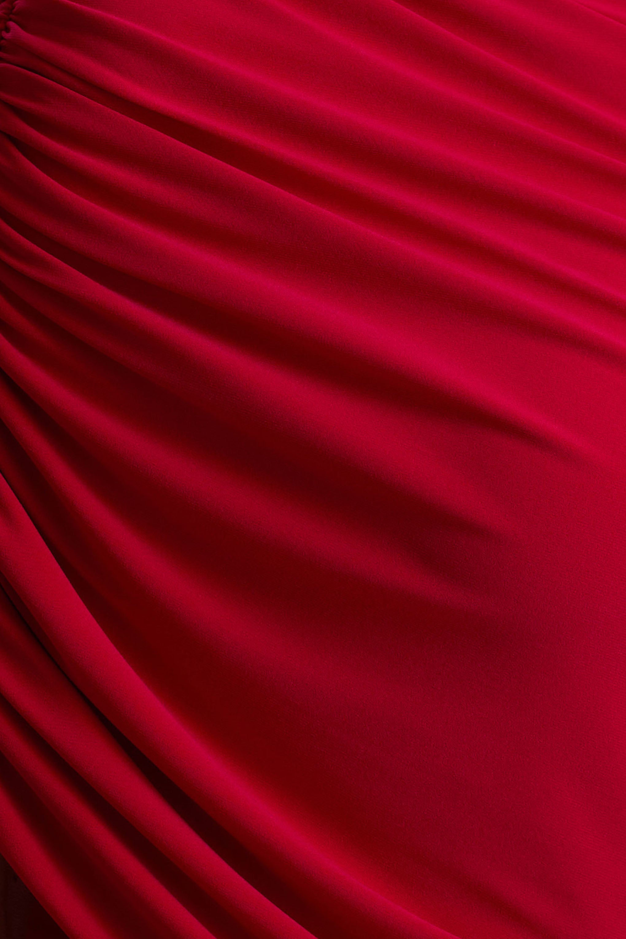 Sylvie | Red Asymmetric-Neck Maxi Dress