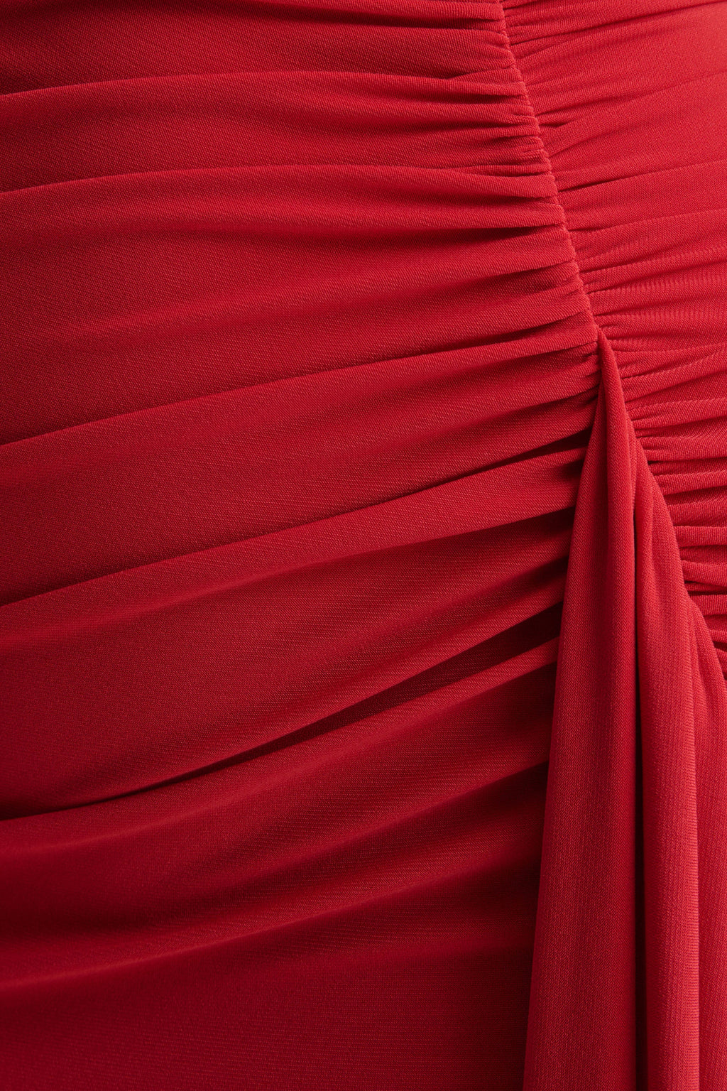 Anne | Red Asymmetric-Neck Wrapped Maxi Dress With Sash