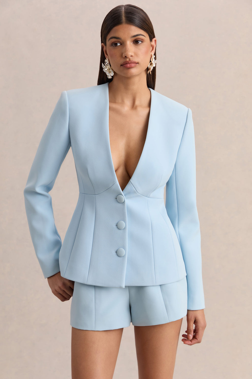 Hala | Light Blue Tailored Shorts