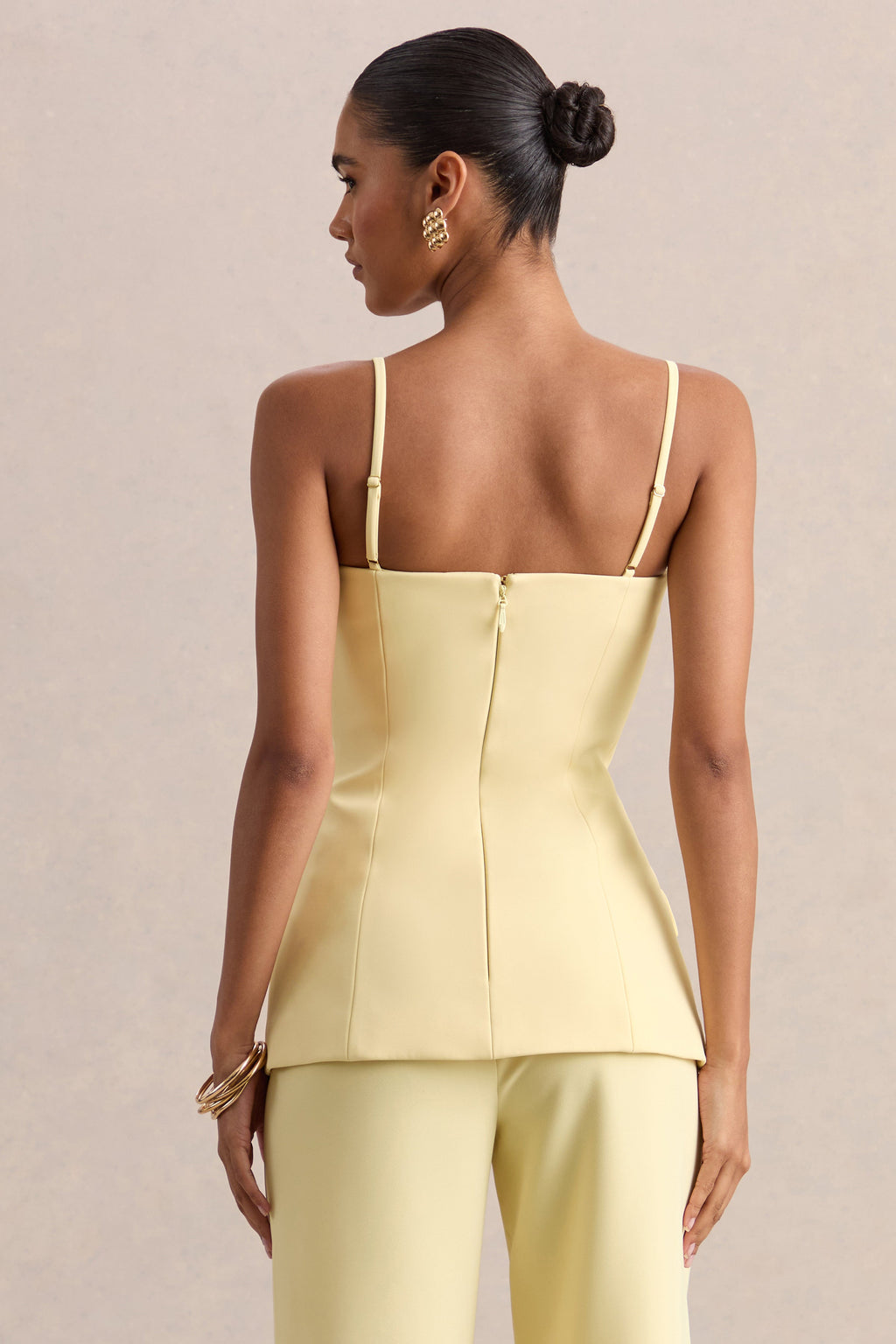 Lunivra | Lemon Square-Neck Tailored Top