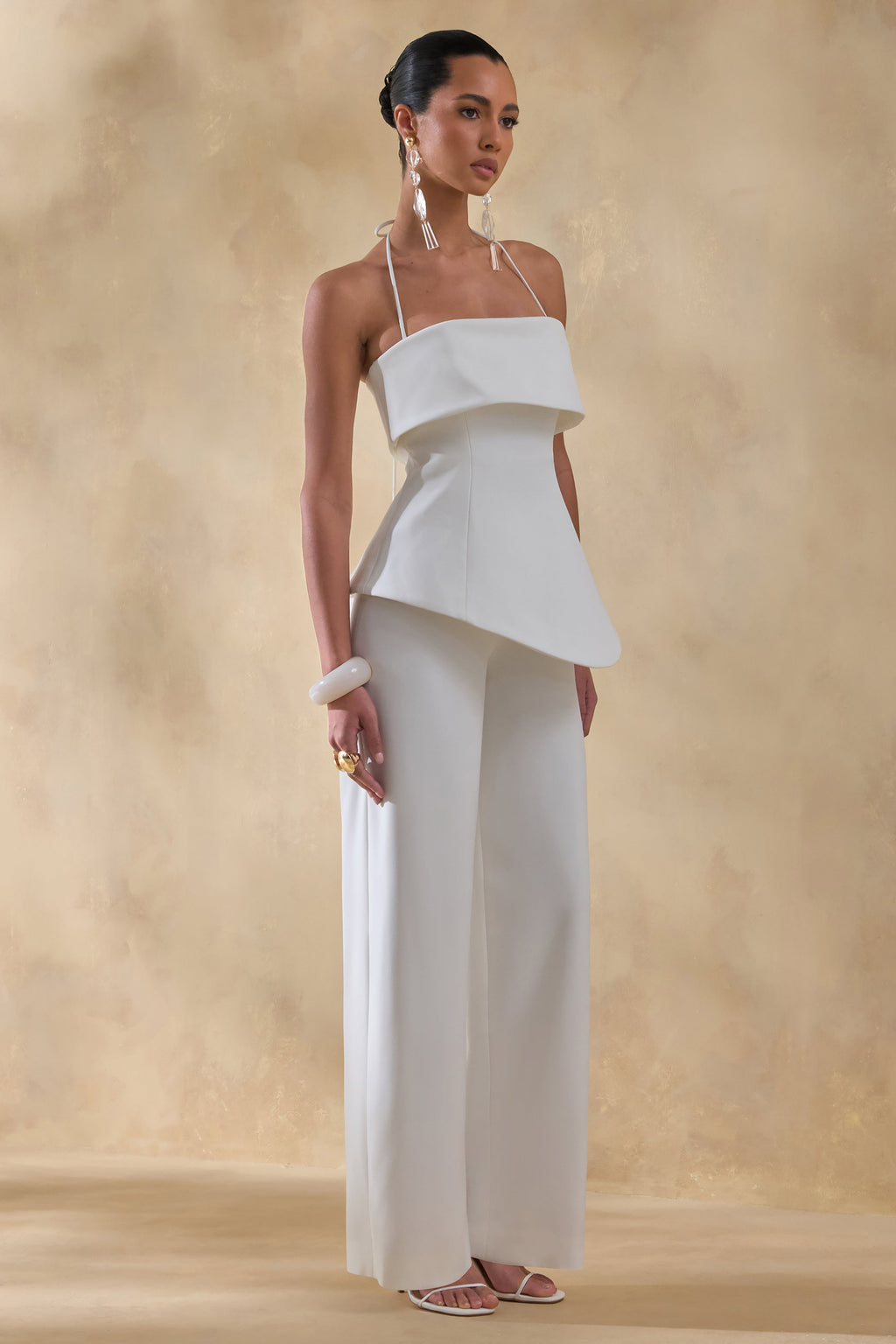 Zura | White Square-Neck Jumpsuit