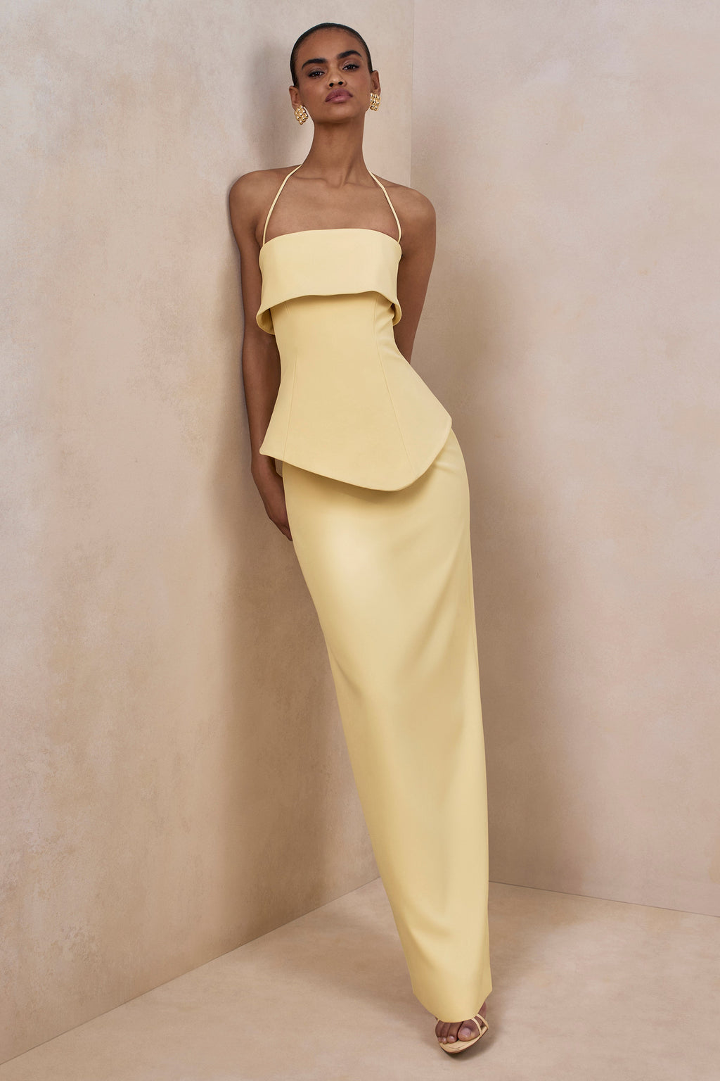 Fran | Lemon Square-Neck Corset Maxi Dress