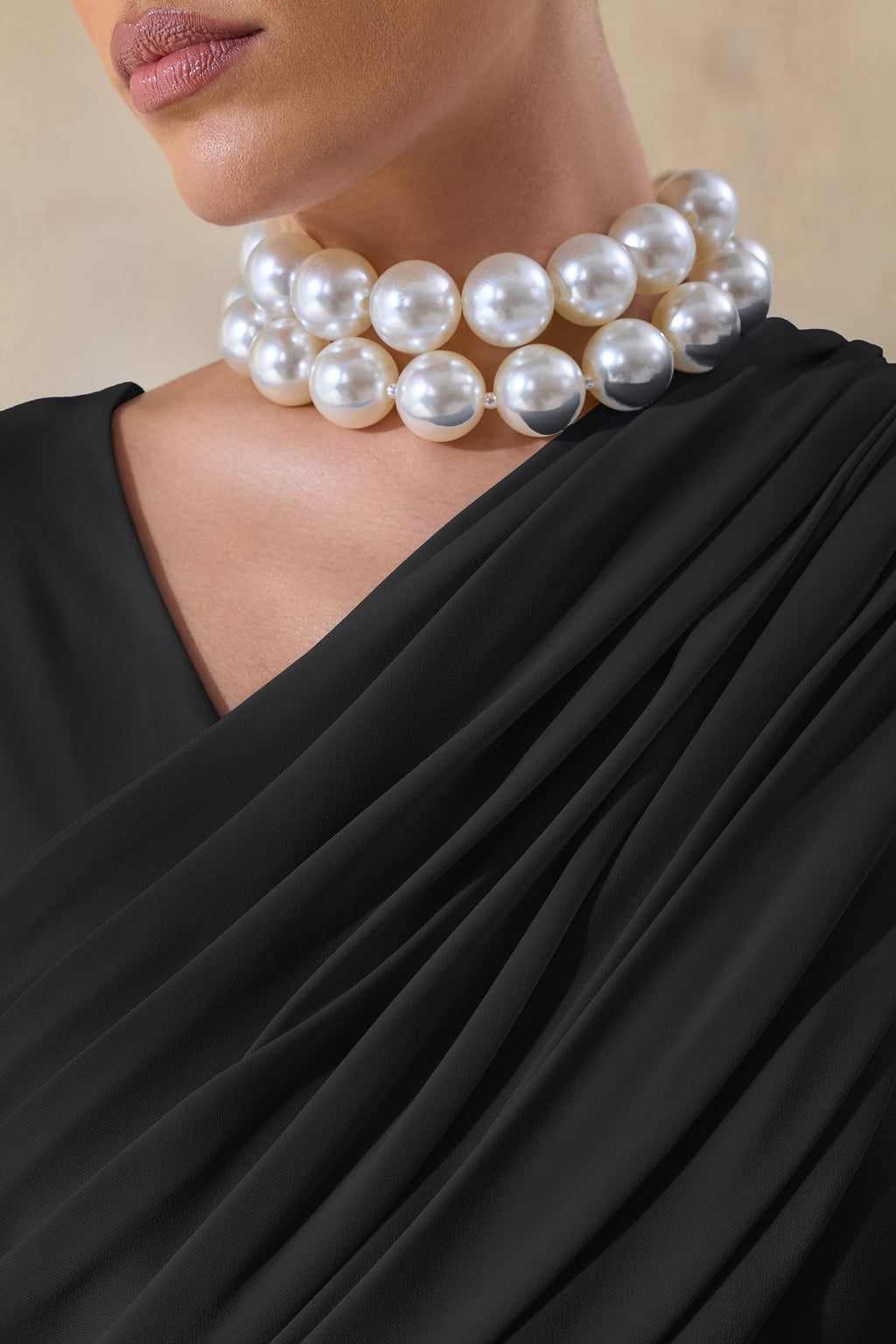 Rubelle | Black Asymmetric-Neck Maxi Dress With Draped-Detailing