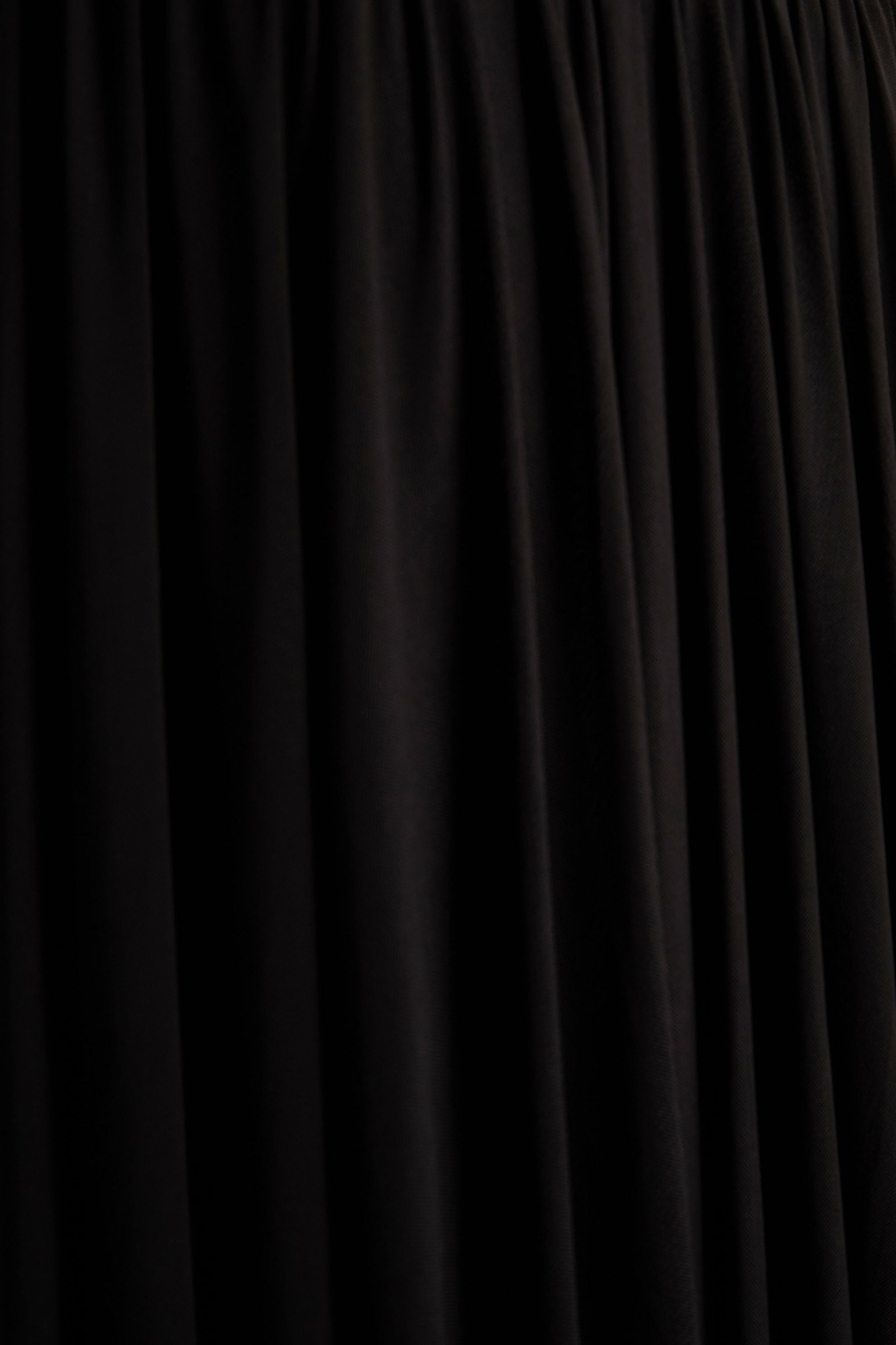 Verity | Black Cowl-Neck Maxi Dress With Sheer-Skirt