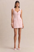 Luxira | Light Pink Sweetheart-Neck Tailored Mini Dress
