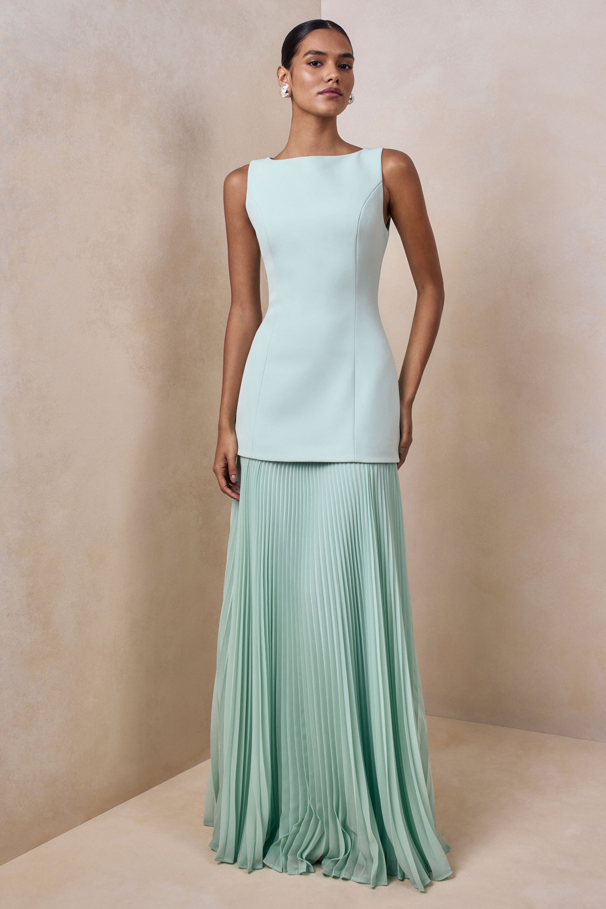 Hadley | Sage Boat-Neck Maxi Dress With Drop-Waist