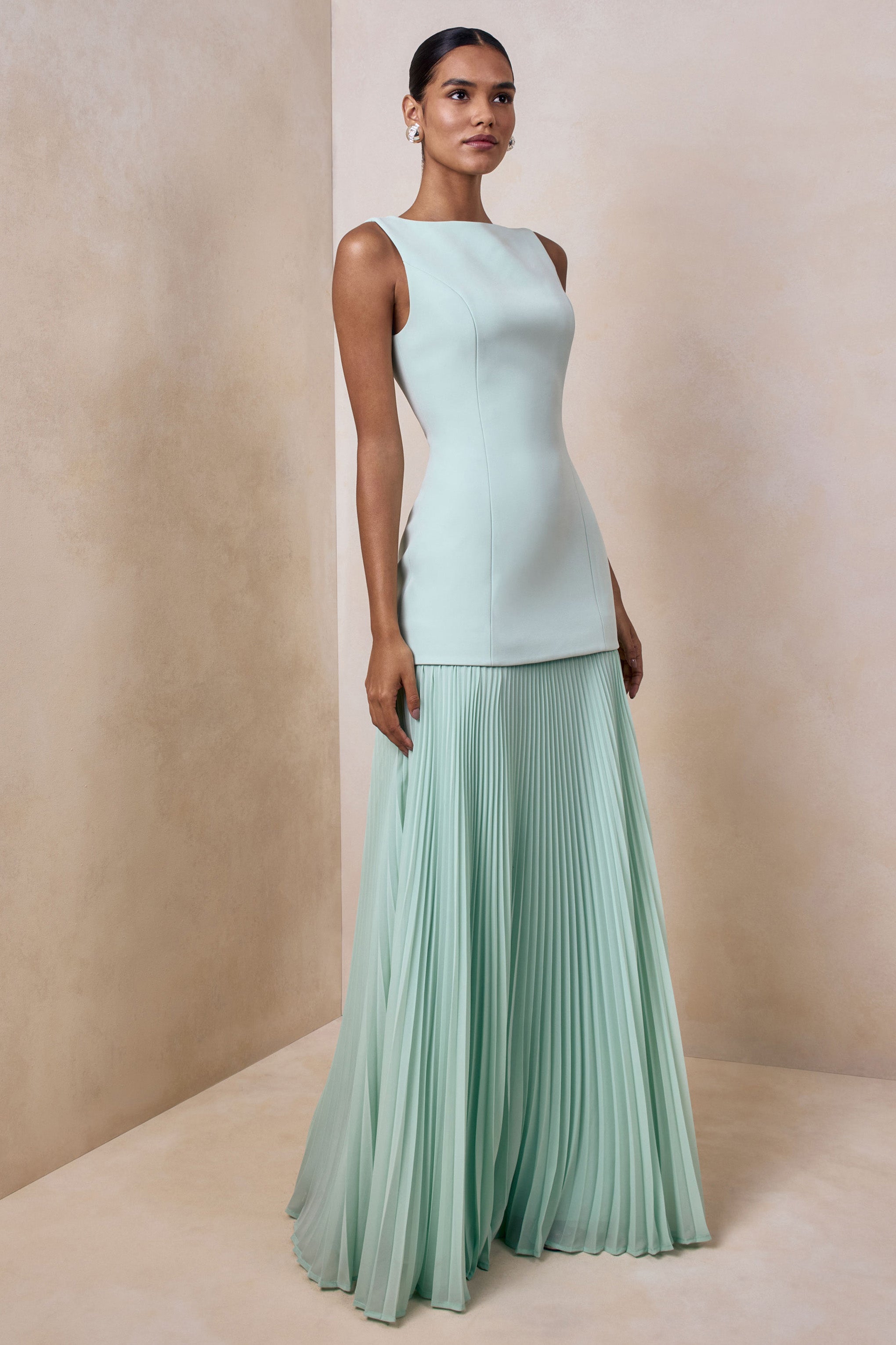 Hadley | Sage Boat-Neck Maxi Dress With Drop-Waist