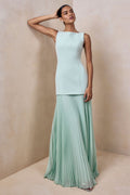 Hadley | Sage Boat-Neck Maxi Dress With Drop-Waist