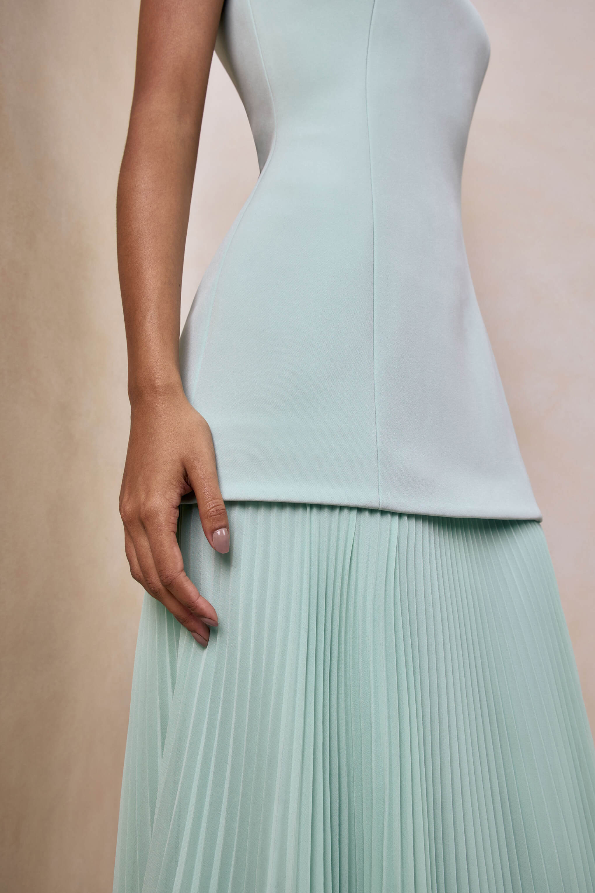 Hadley | Sage Boat-Neck Maxi Dress With Drop-Waist