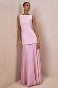 Hadley | Light-Pink Boat-Neck Maxi Dress With Drop-Waist