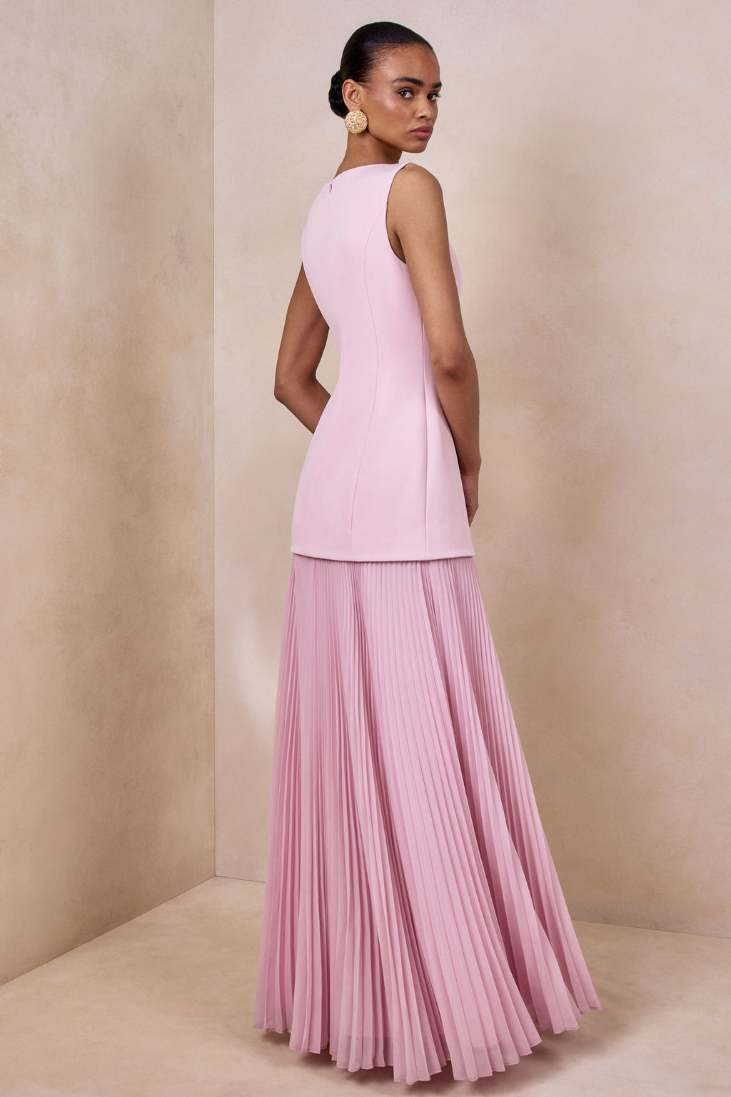 Hadley | Light-Pink Boat-Neck Maxi Dress With Drop-Waist