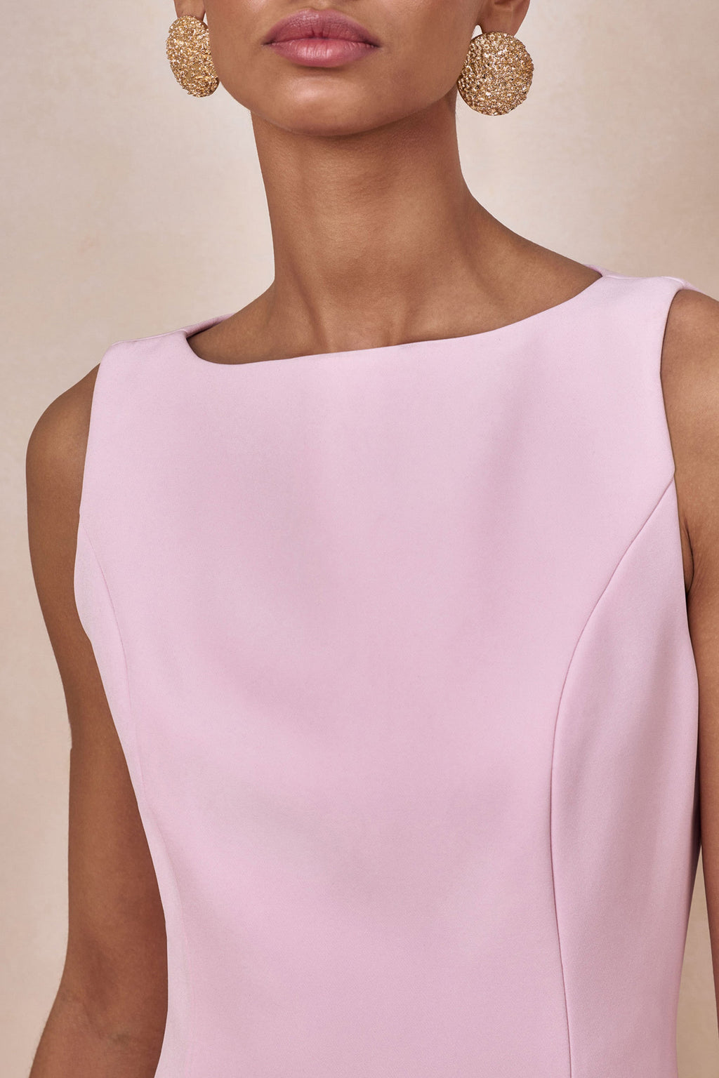 Hadley | Light-Pink Boat-Neck Maxi Dress With Drop-Waist