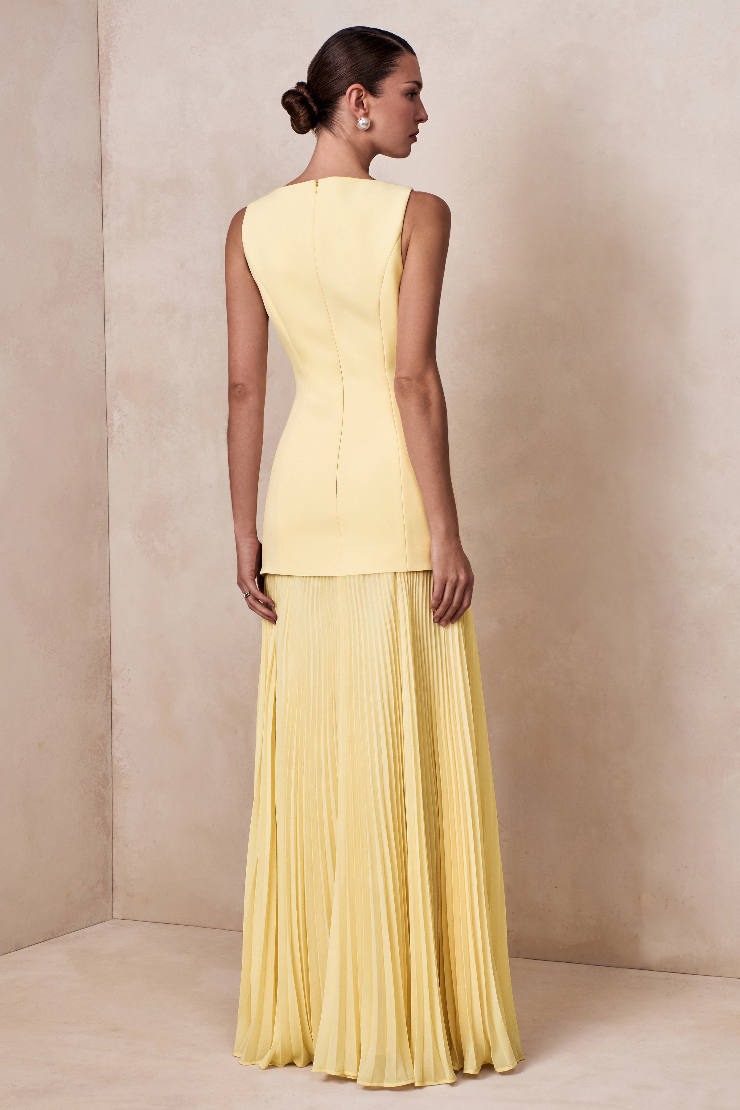 Hadley | Lemon Boat-Neck Maxi Dress With Drop-Waist