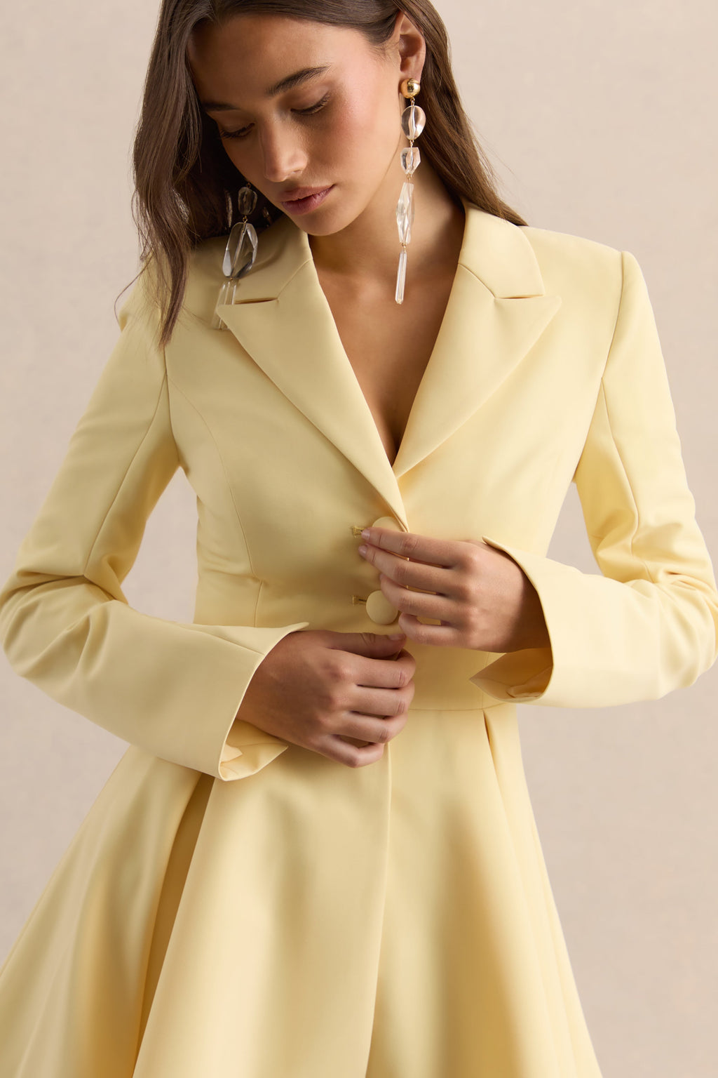 Etherea | Lemon Plunge-Neck Skater Mini Dress