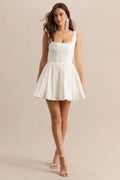 Brioria | White Square-Neck Skater Mini Dress