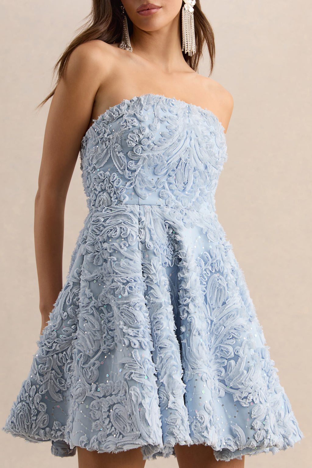 Zosia | Blue Mesh Bandeau Mini Dress