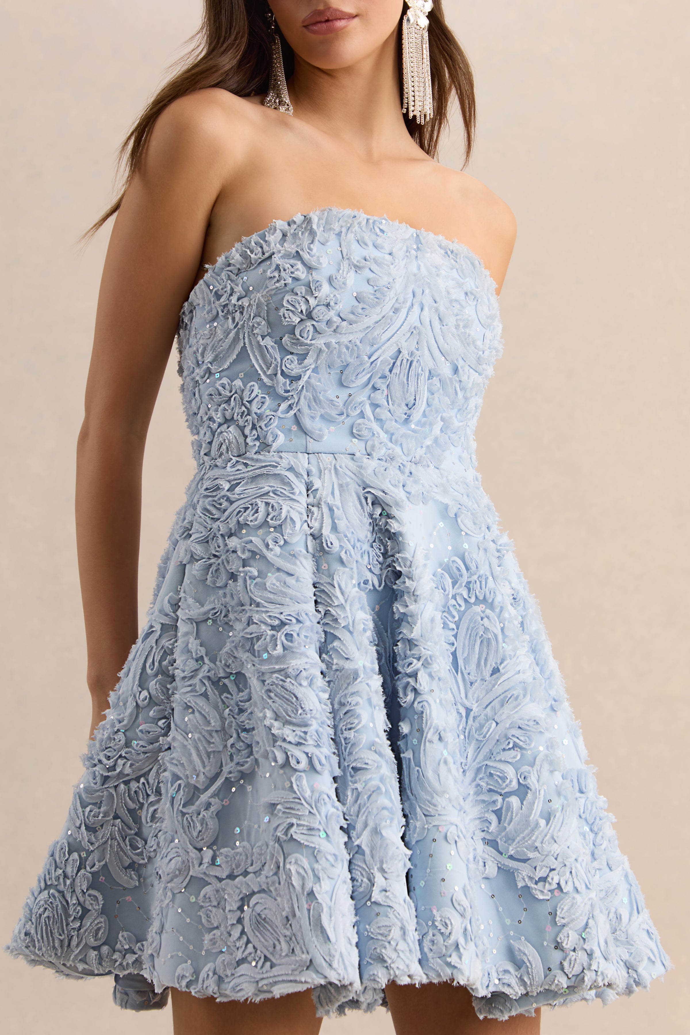 Zosia | Blue Mesh Bandeau Mini Dress