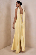 Avery | Lemon Bandeau Maxi Dress With Embellished Scarf