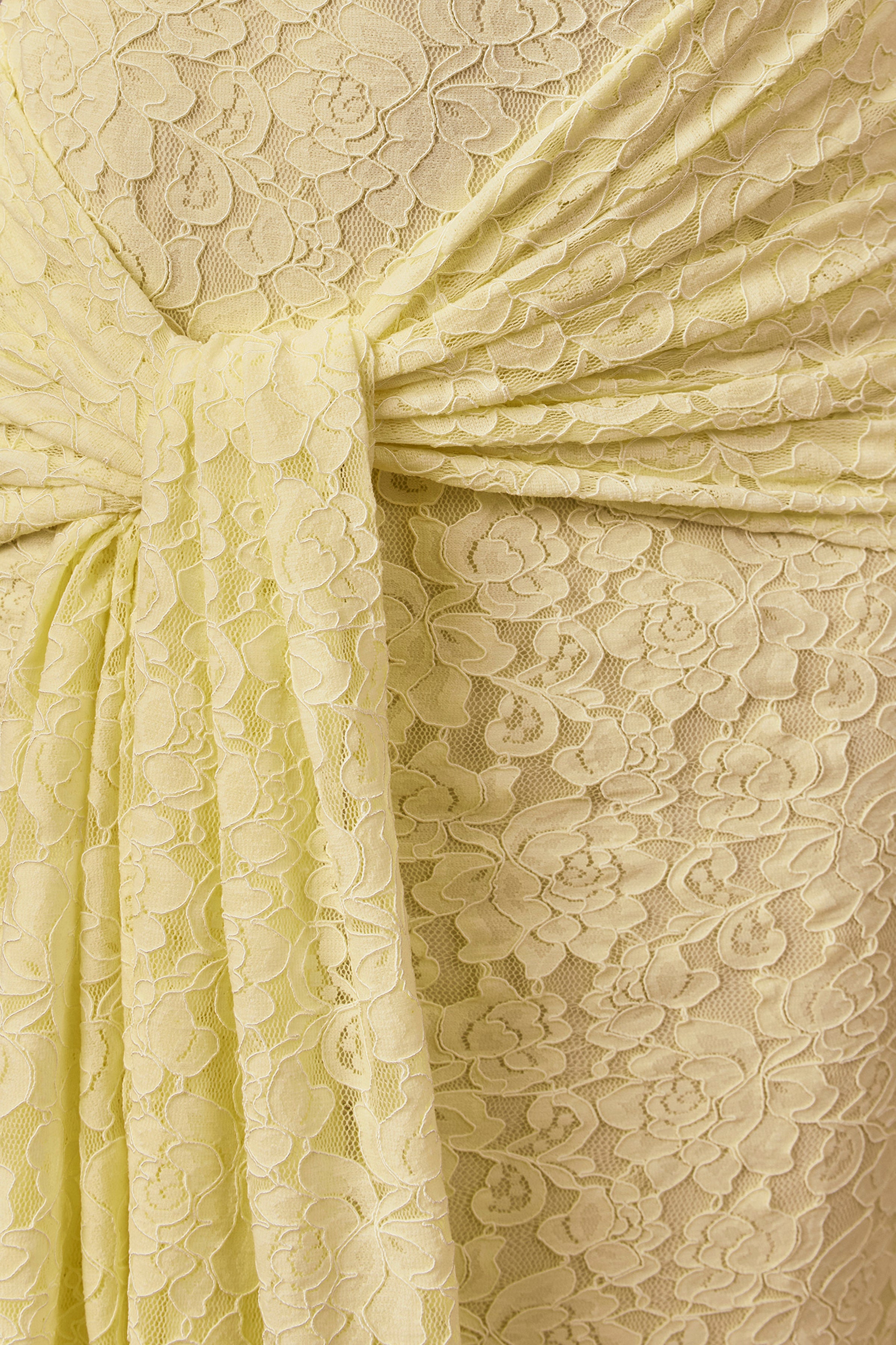 Evangela | Lemon Lace Crew-Neck Maxi Dress With Wrap-Detail