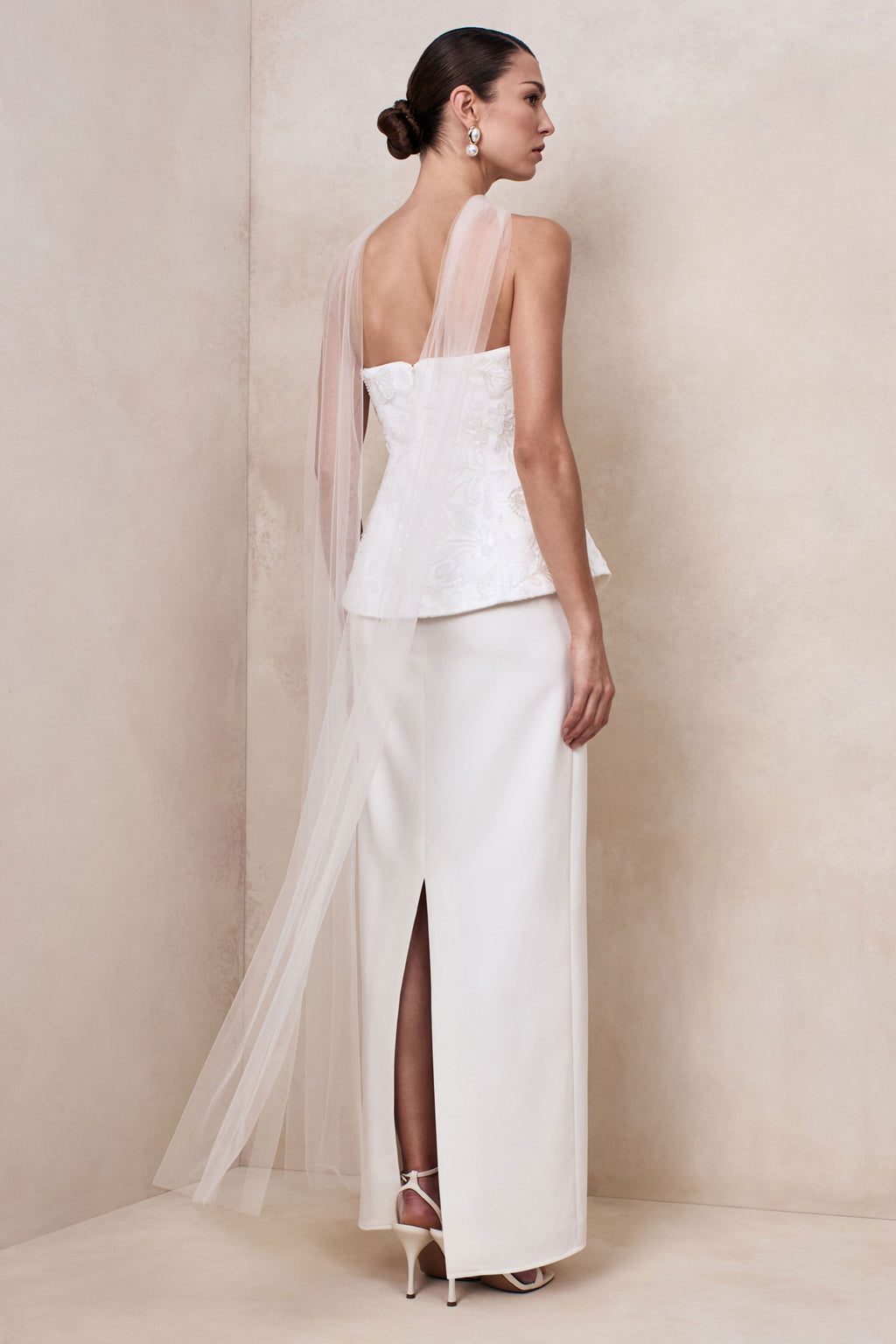 Naira | White Satin Bandeau Corset Maxi Dress