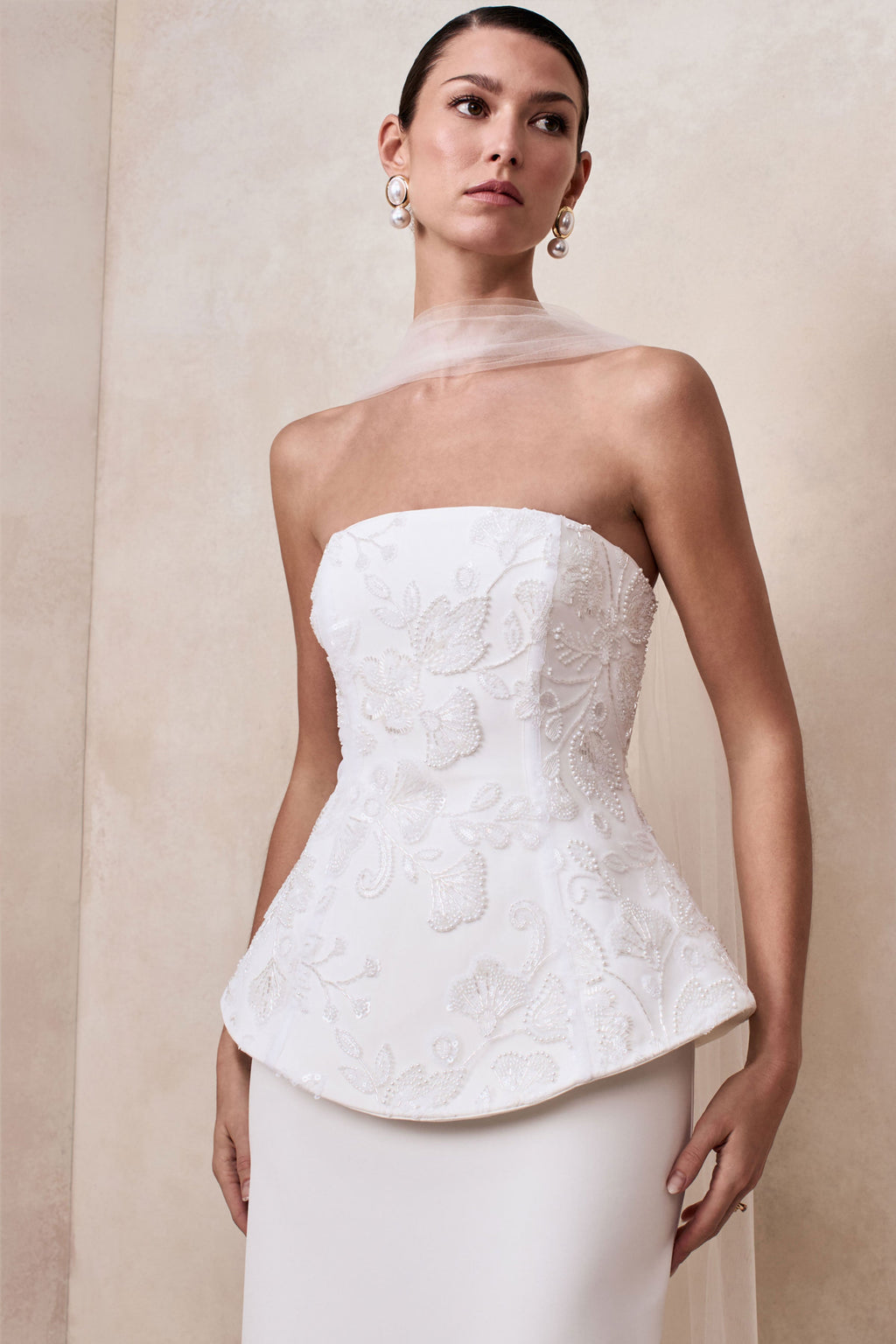 Naira | White Satin Bandeau Corset Maxi Dress