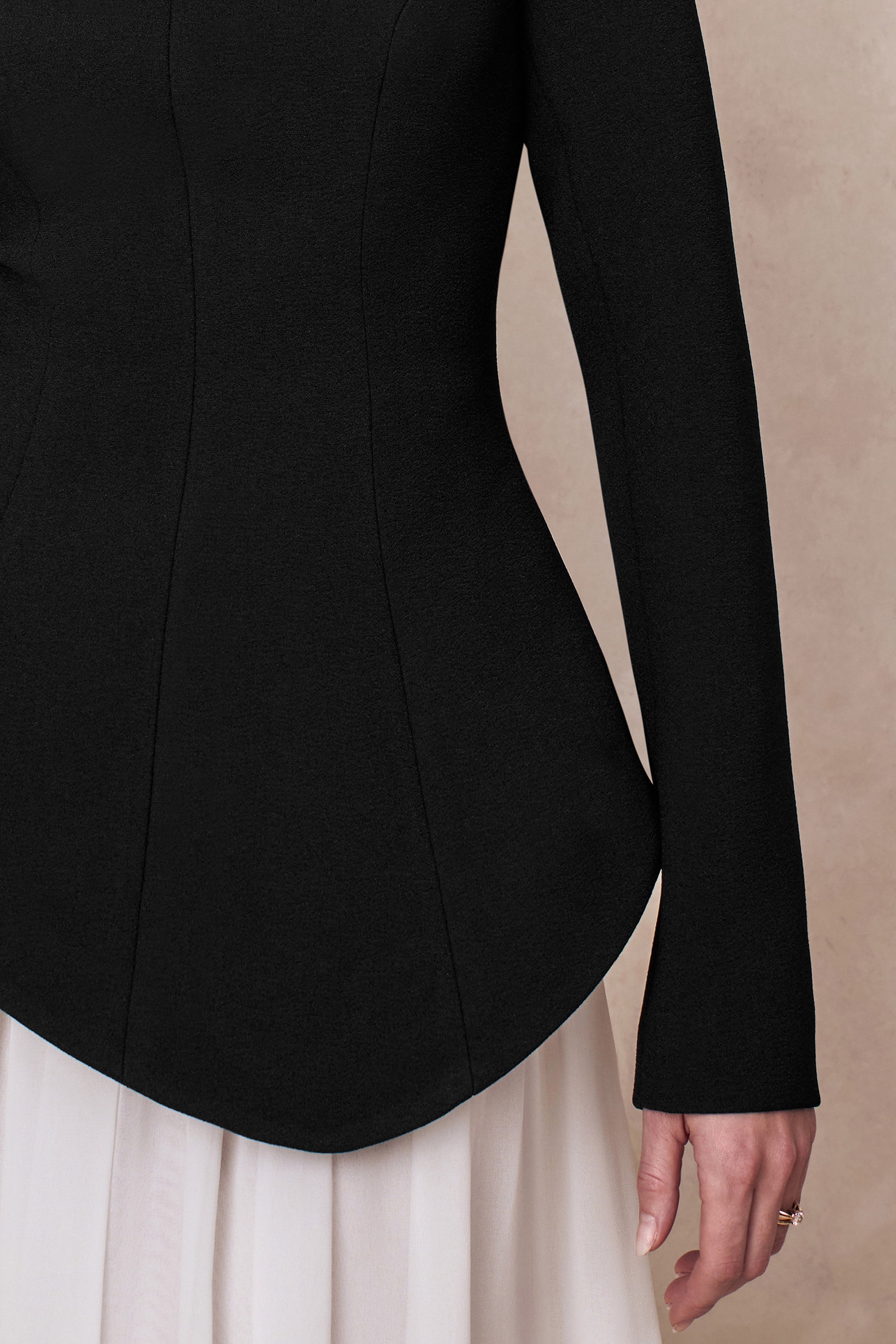 Halma | Black & White High-Neck Maxi Dress With Drop-Waist