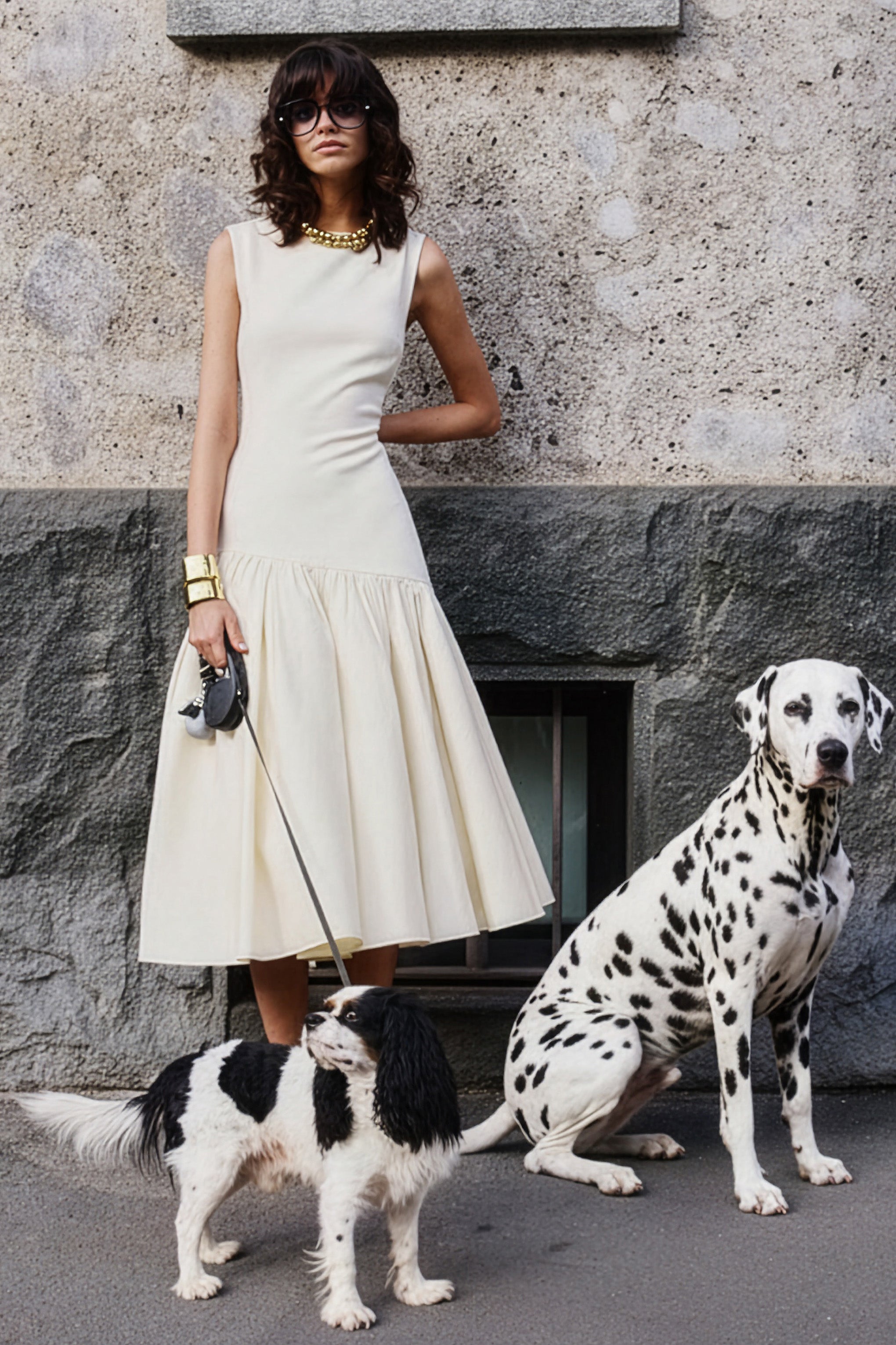 Fantasia | Cream Boat-Neck Midi Dress With Asymmetric Drop-Waist