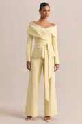 Empress | Lemon Bardot-Neck Tailored Top