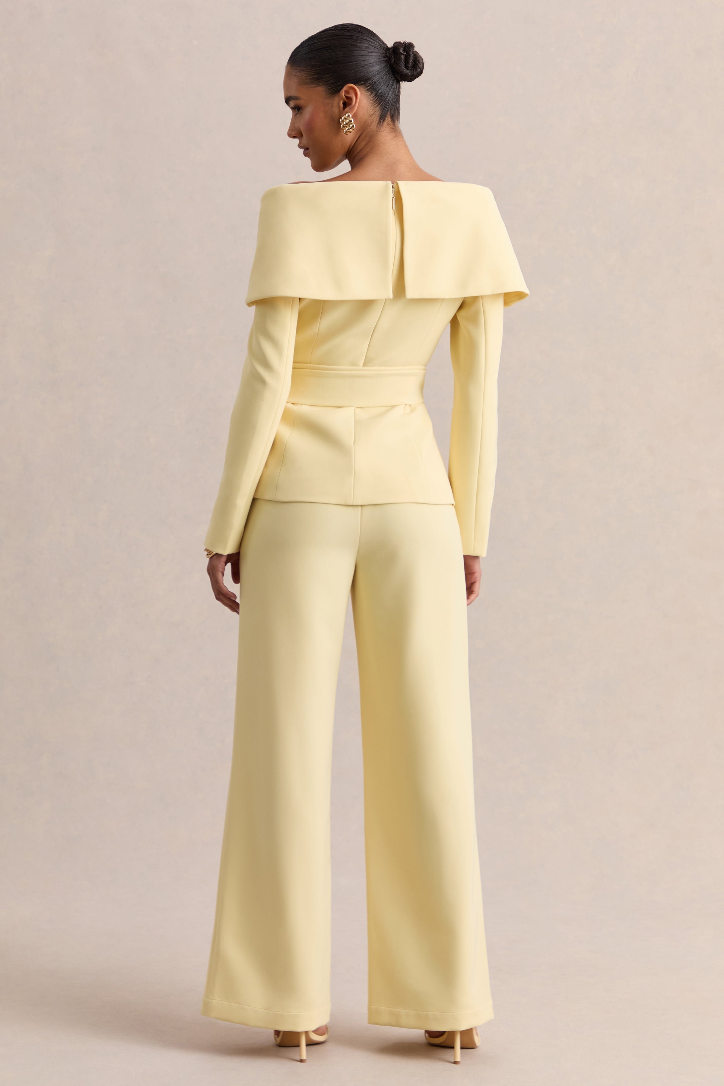 Empress | Lemon Bardot-Neck Tailored Top