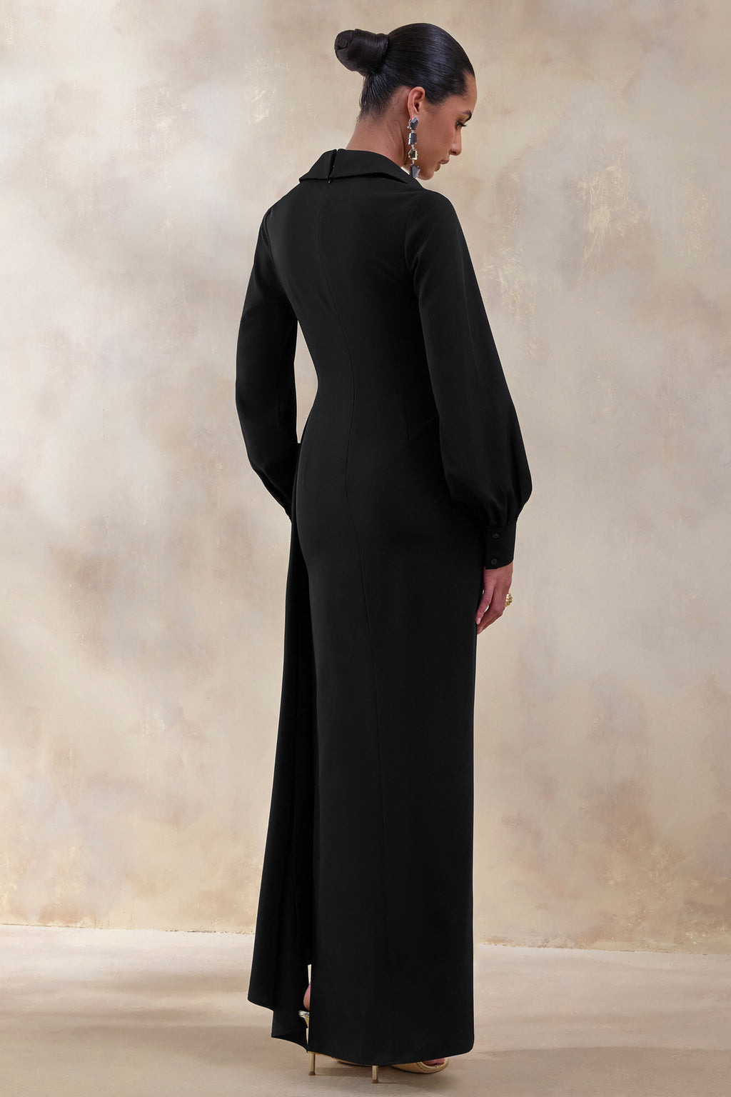 Vita | Black Plunge-Neck Wrap Maxi Dress