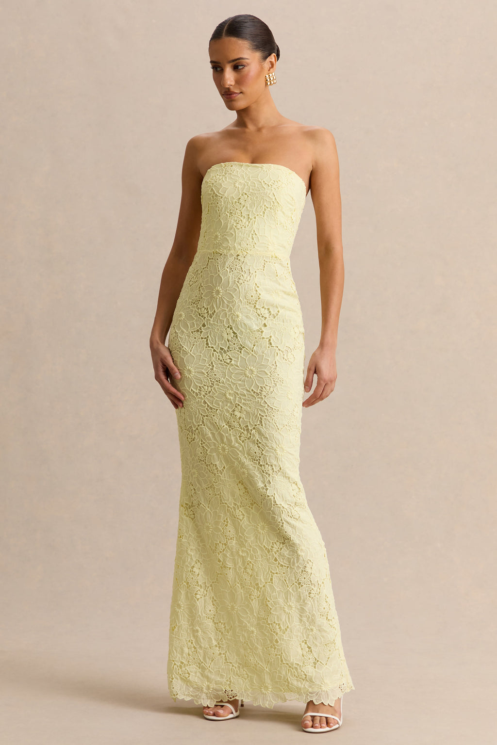 Suzie | Lemon Lace Bandeau Maxi Dress